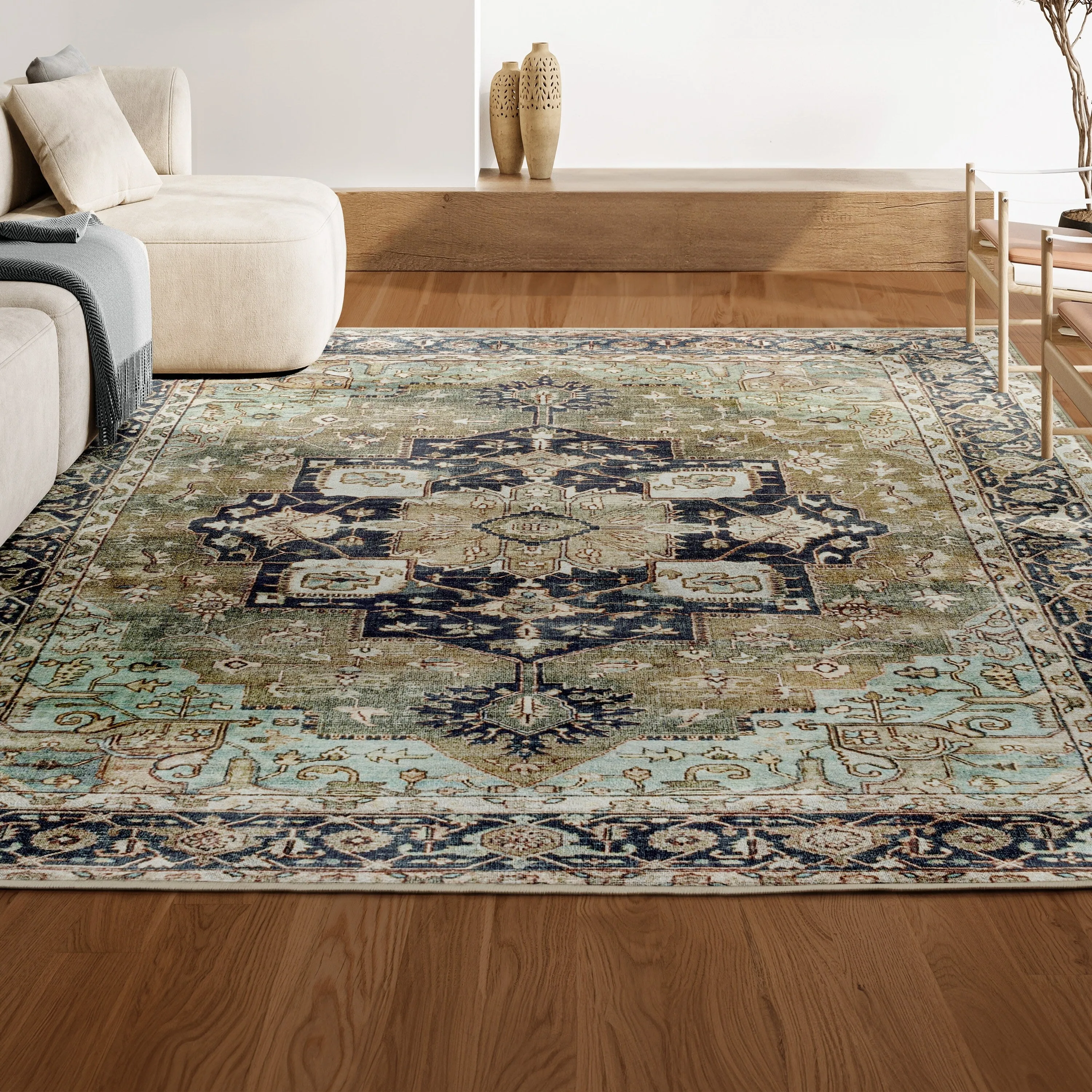 JONATHAN Y Marrakesh Ornate Medallion Machine Washable Area Rug