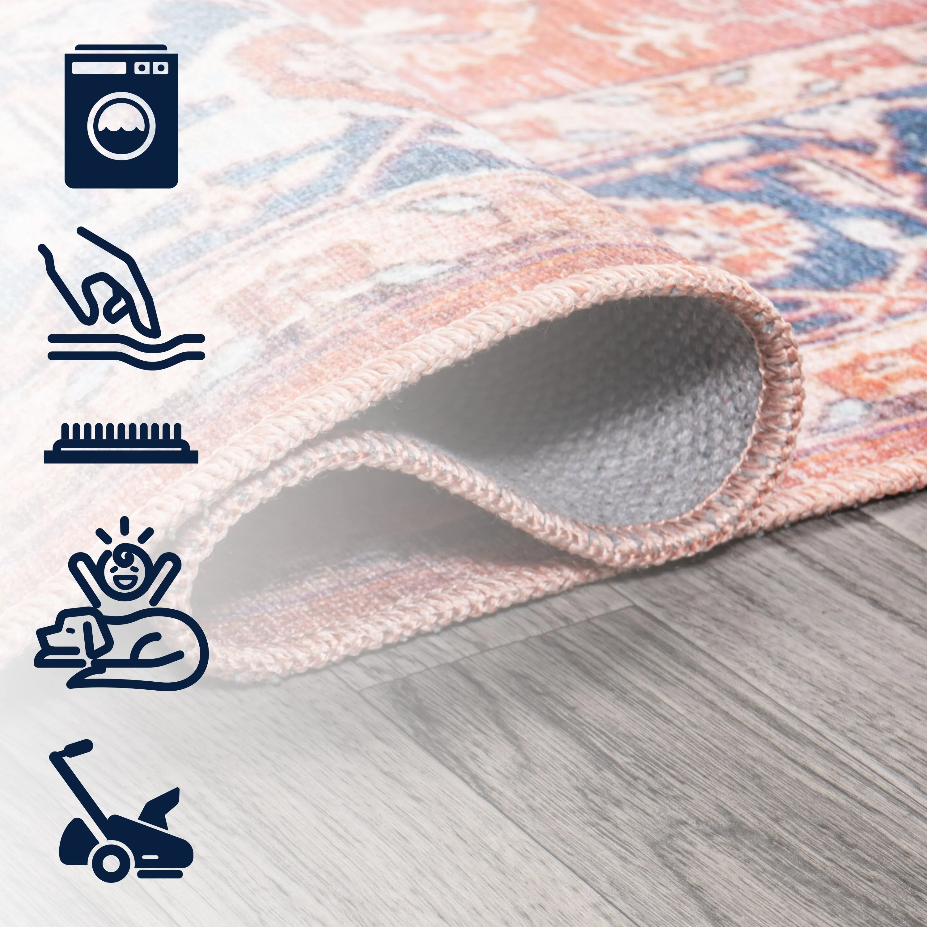 JONATHAN Y Marrakesh Ornate Medallion Machine Washable Area Rug