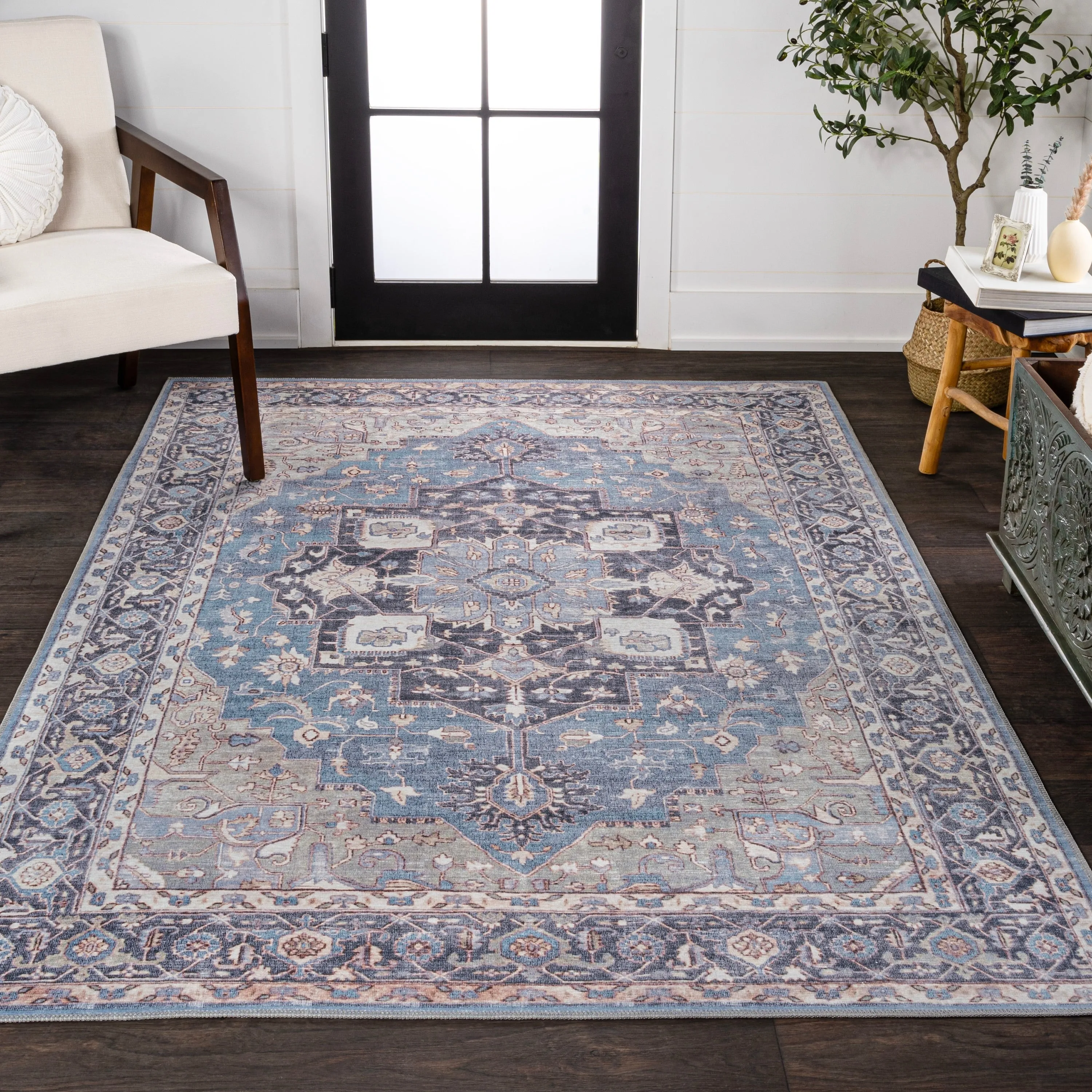JONATHAN Y Marrakesh Ornate Medallion Machine Washable Area Rug