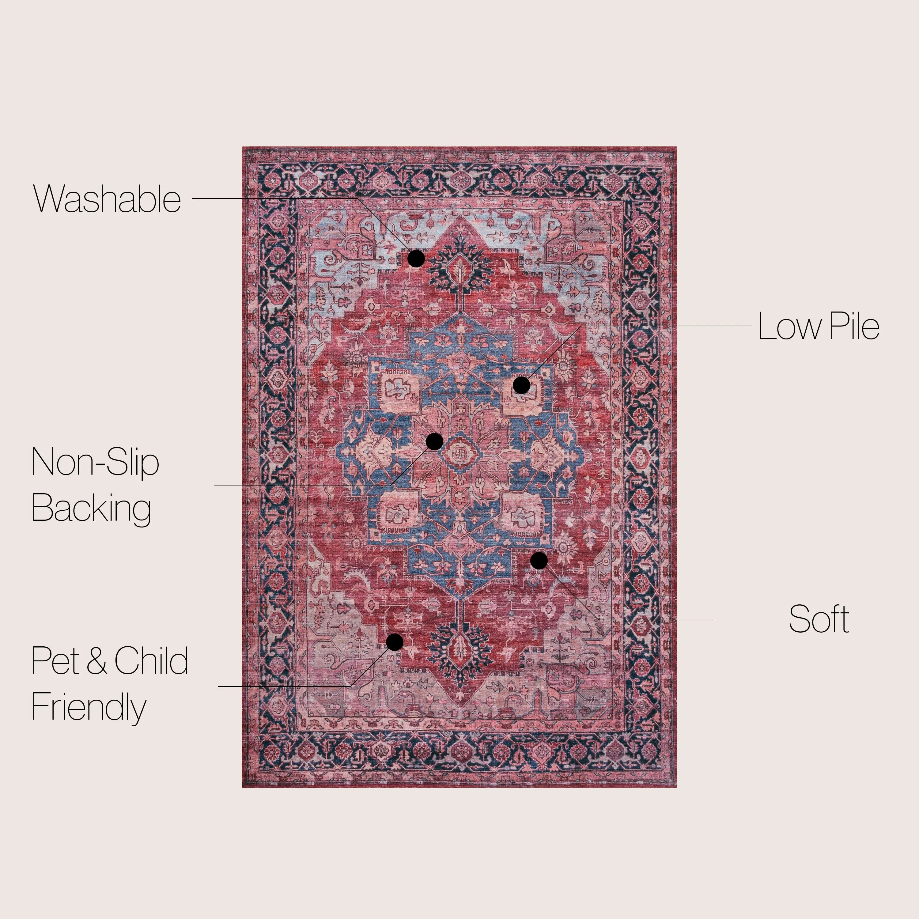 JONATHAN Y Marrakesh Ornate Medallion Machine Washable Area Rug