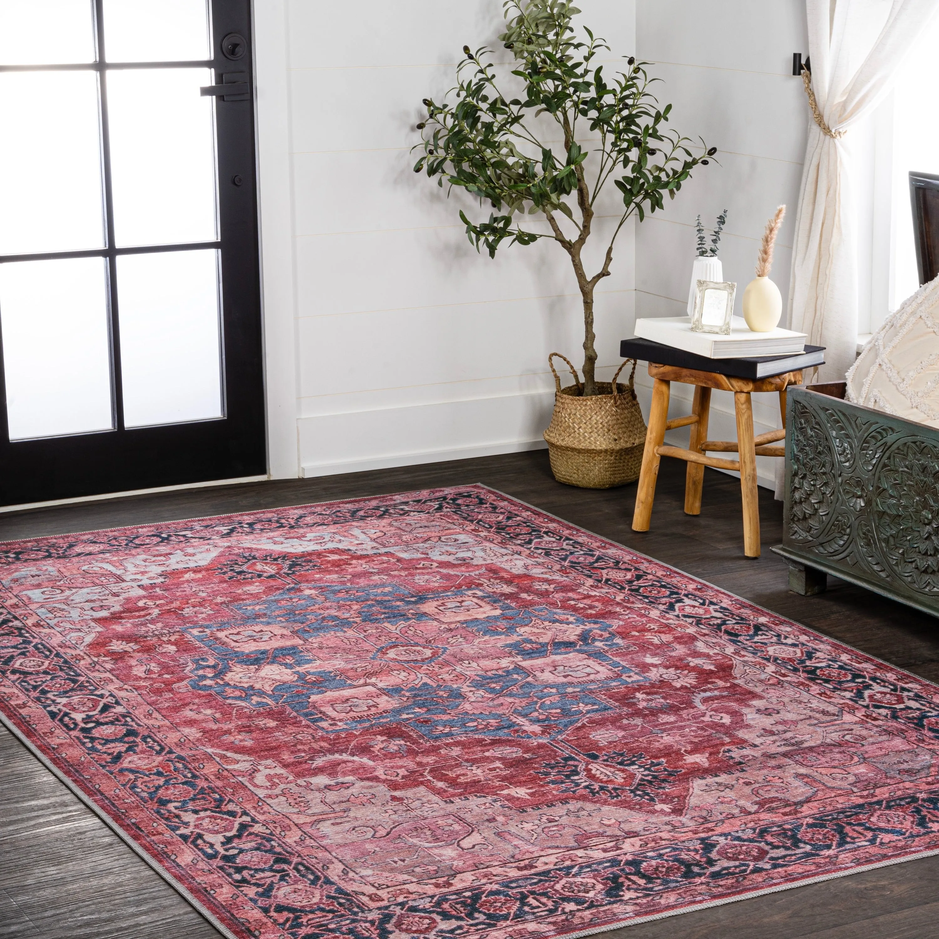 JONATHAN Y Marrakesh Ornate Medallion Machine Washable Area Rug