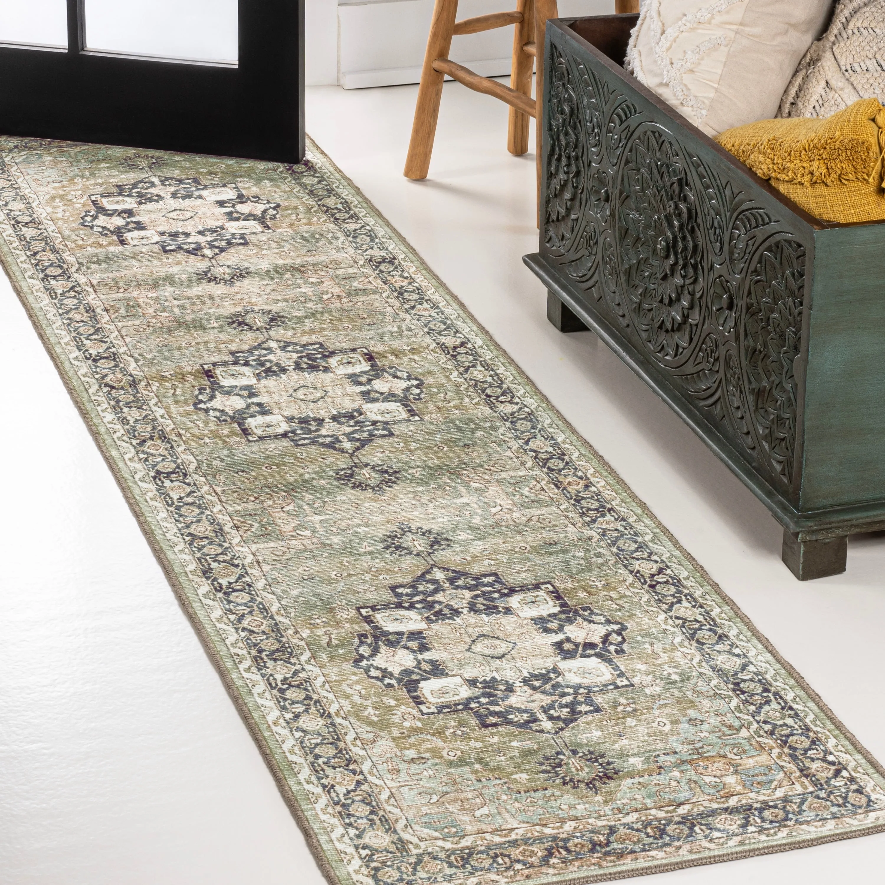 JONATHAN Y Marrakesh Ornate Medallion Machine Washable Area Rug