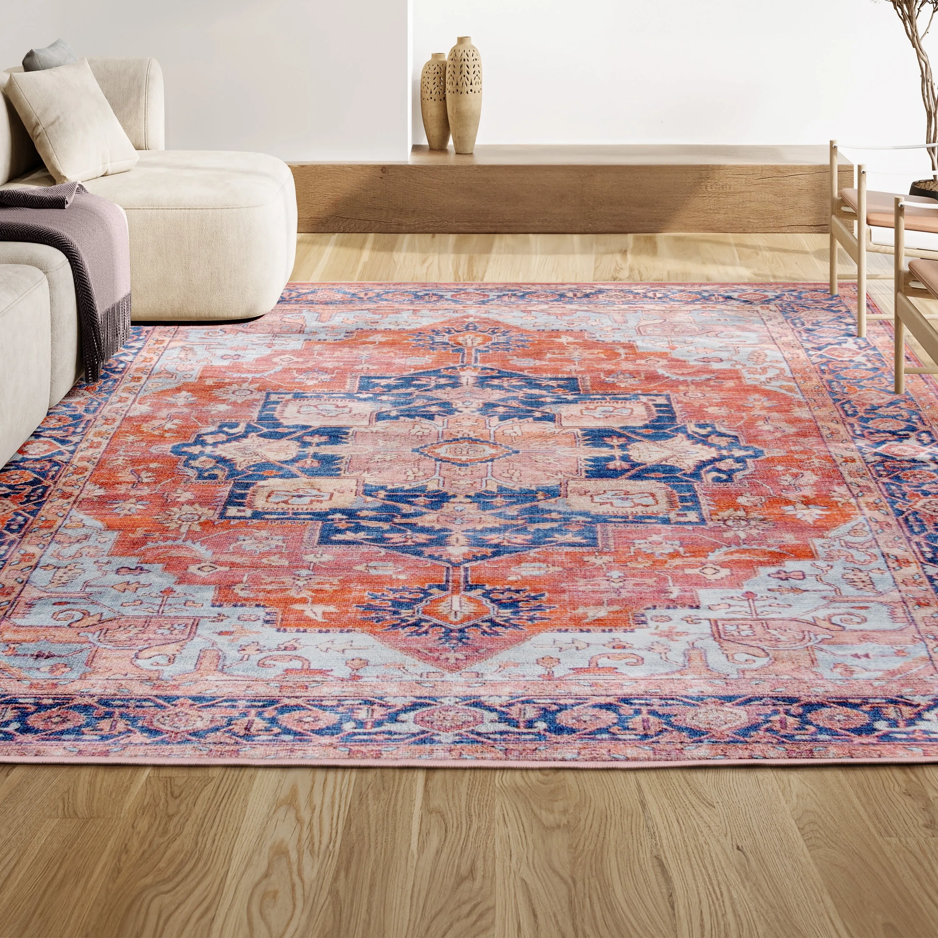 JONATHAN Y Marrakesh Ornate Medallion Machine Washable Area Rug
