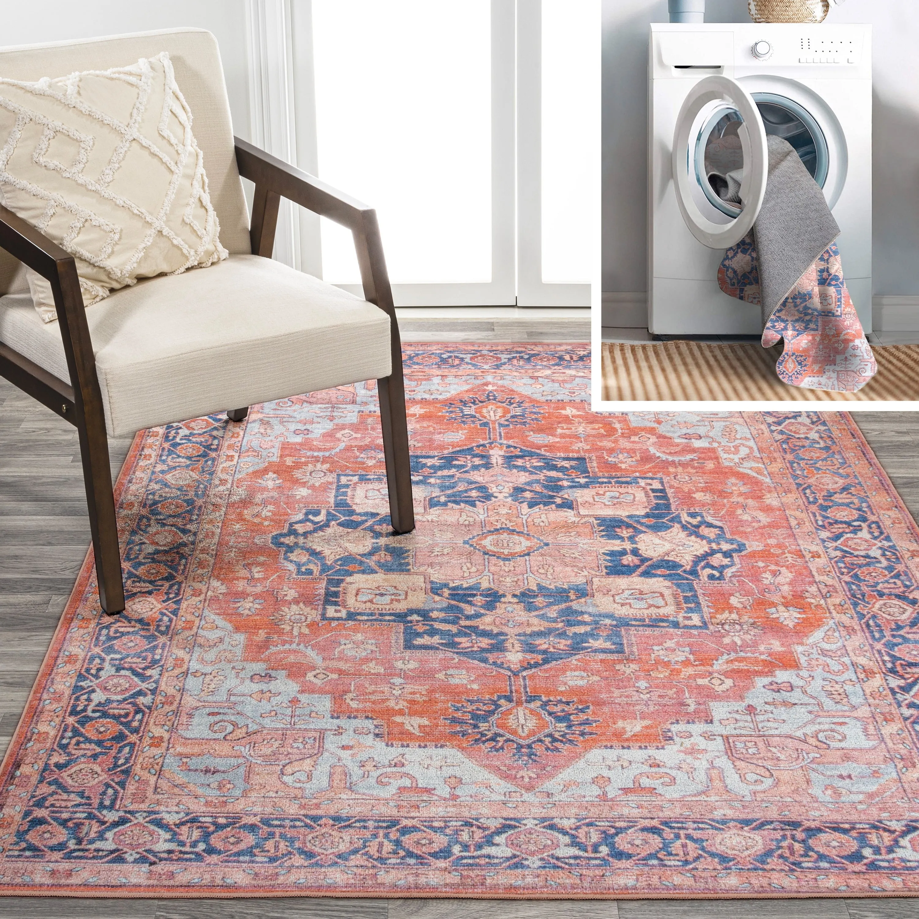 JONATHAN Y Marrakesh Ornate Medallion Machine Washable Area Rug