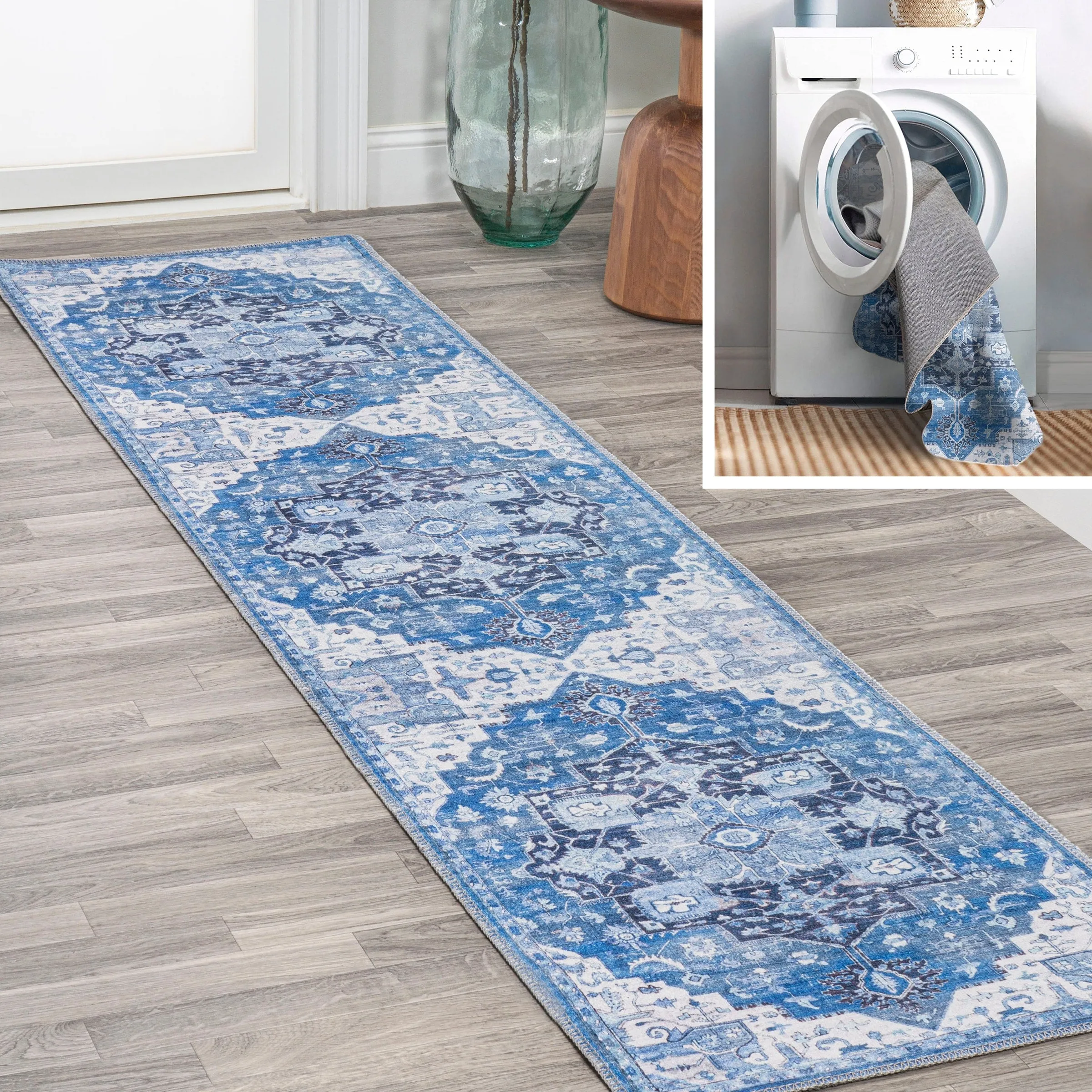 JONATHAN Y Marrakesh Ornate Medallion Machine Washable Area Rug