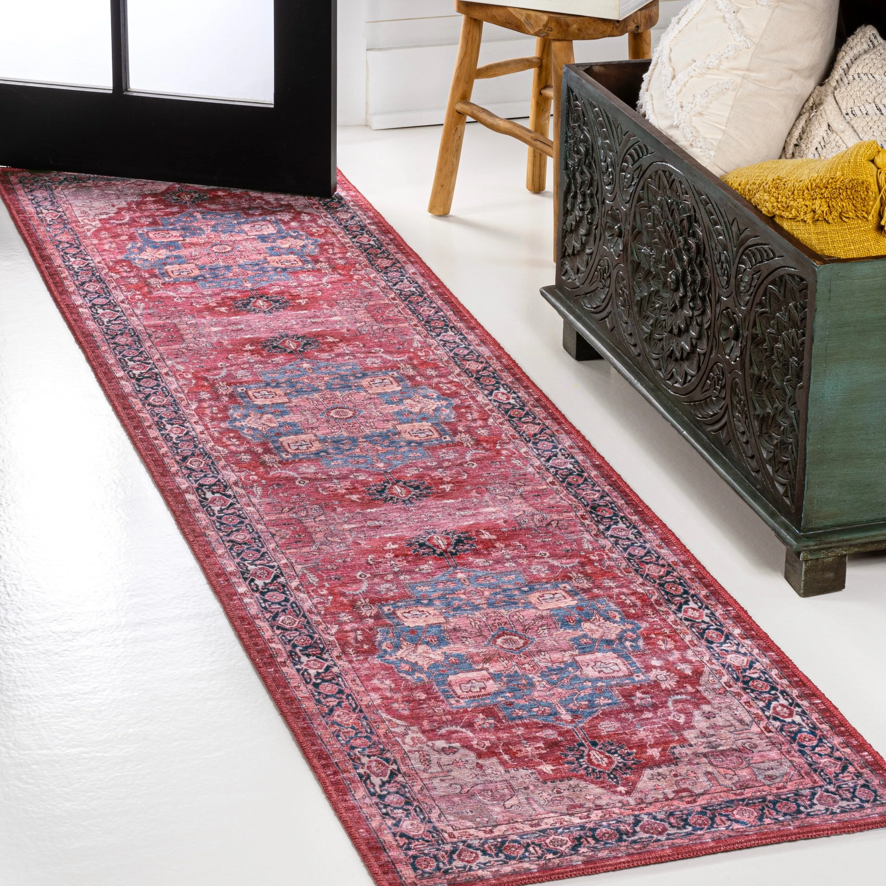 JONATHAN Y Marrakesh Ornate Medallion Machine Washable Area Rug