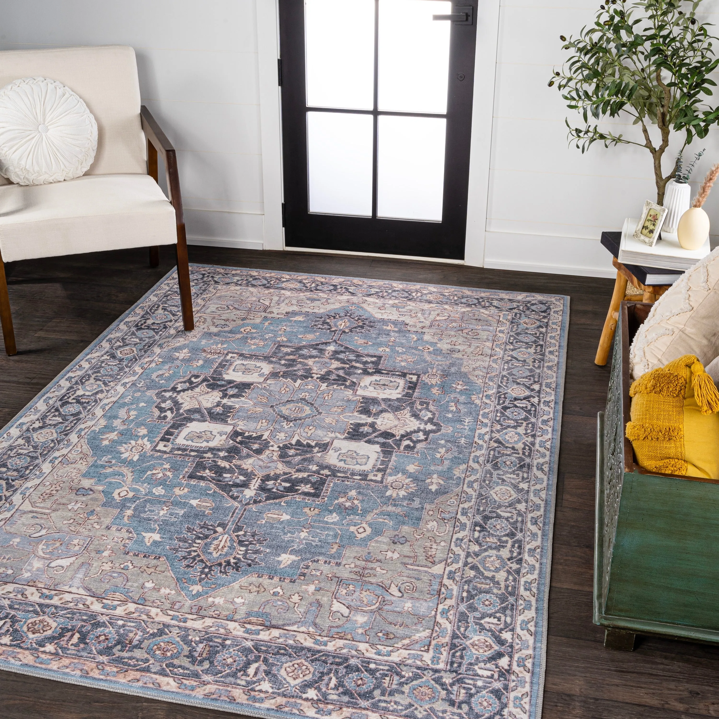 JONATHAN Y Marrakesh Ornate Medallion Machine Washable Area Rug