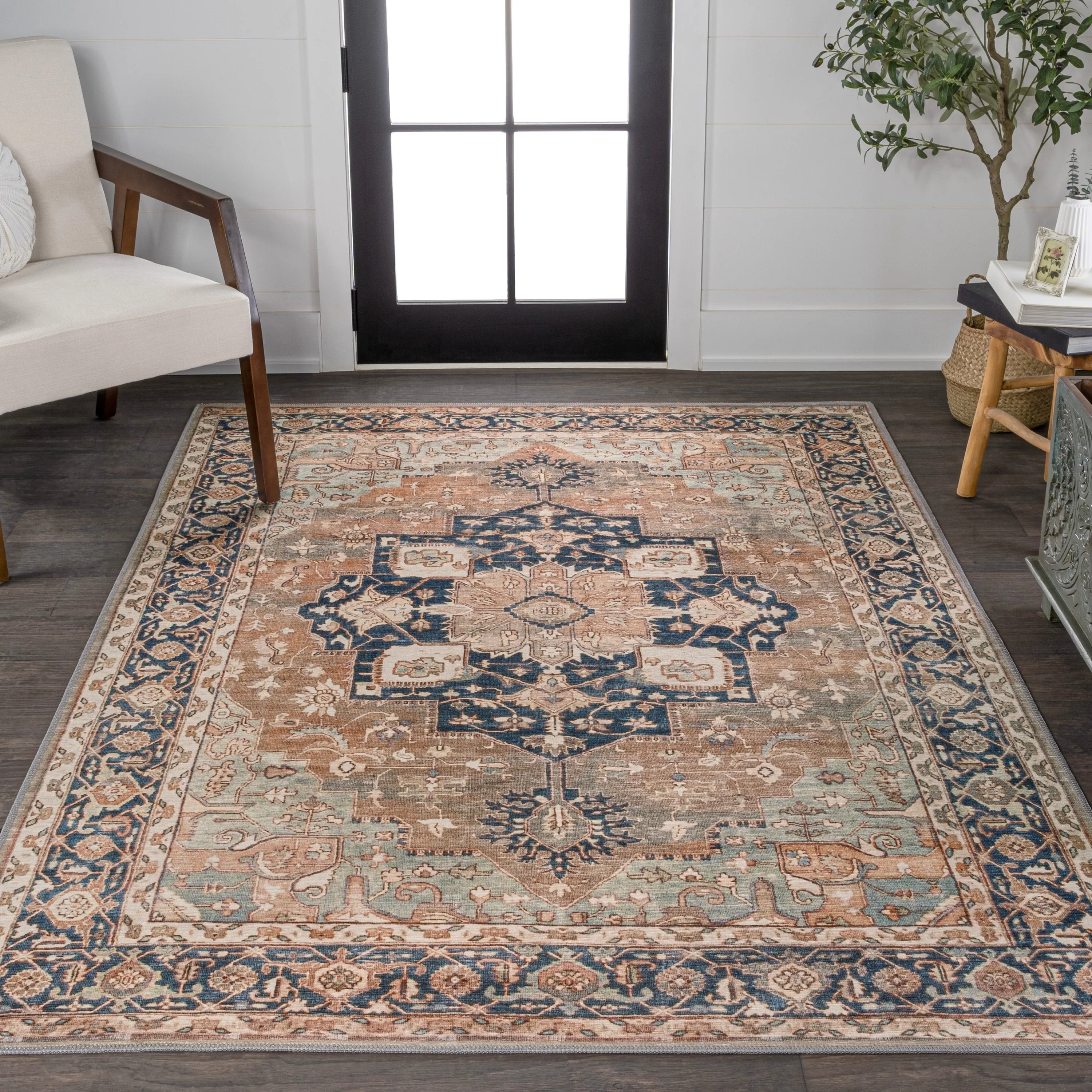JONATHAN Y Marrakesh Ornate Medallion Machine Washable Area Rug
