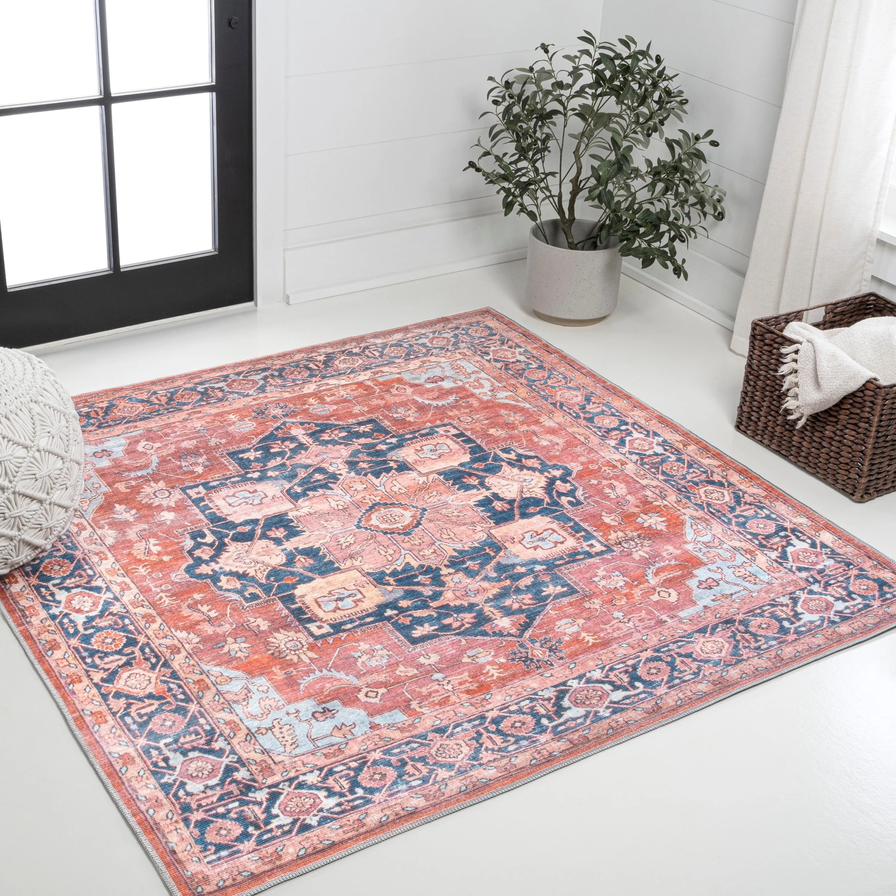 JONATHAN Y Marrakesh Ornate Medallion Machine Washable Area Rug
