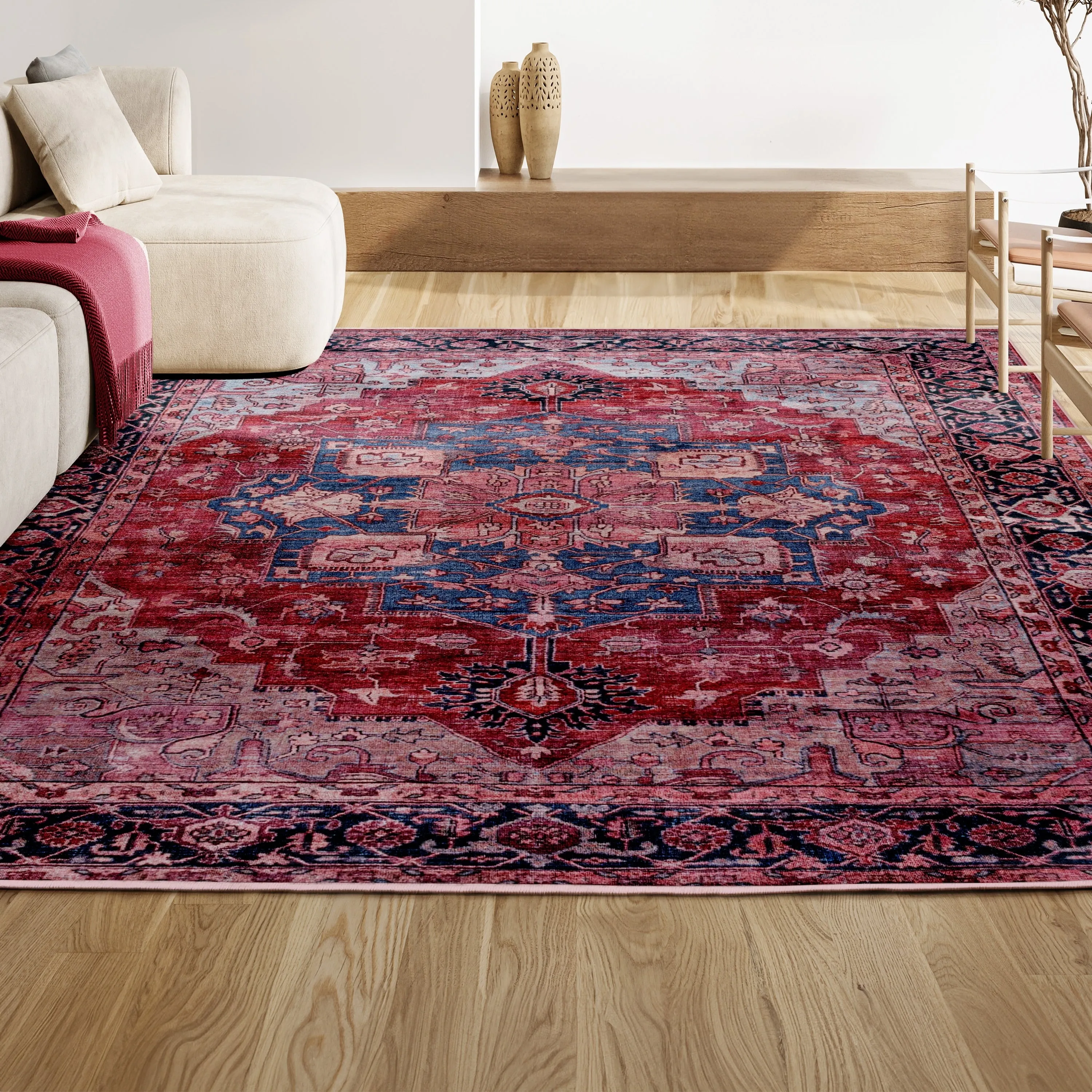 JONATHAN Y Marrakesh Ornate Medallion Machine Washable Area Rug
