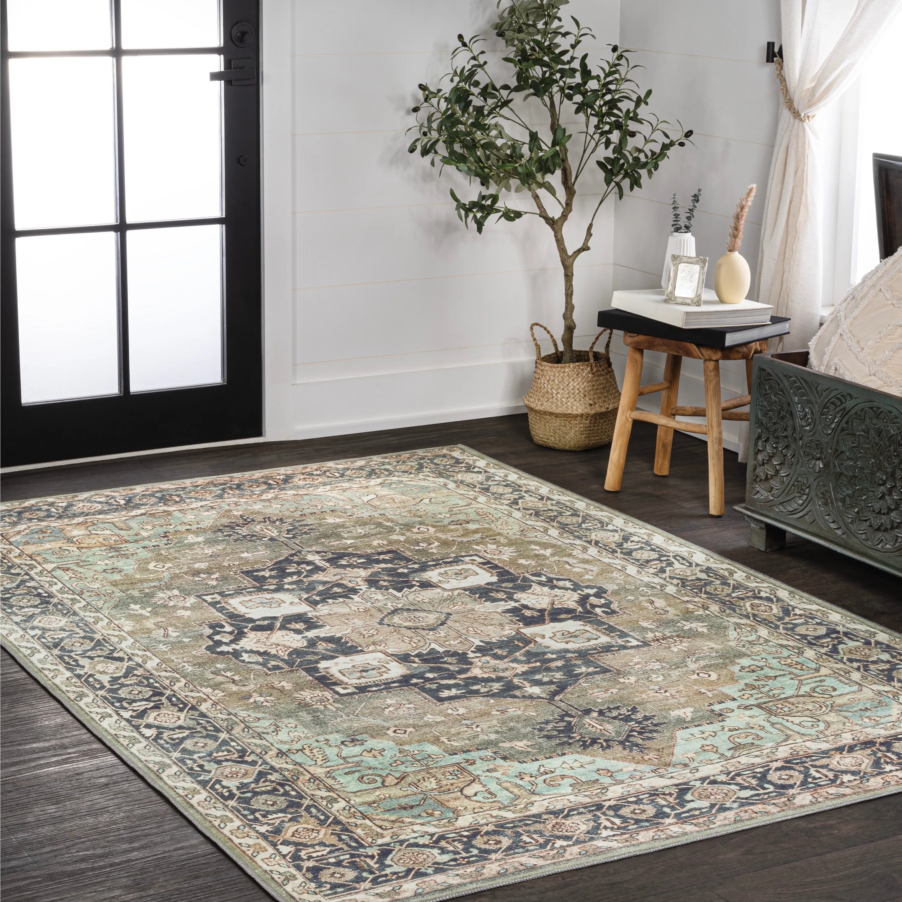 JONATHAN Y Marrakesh Ornate Medallion Machine Washable Area Rug
