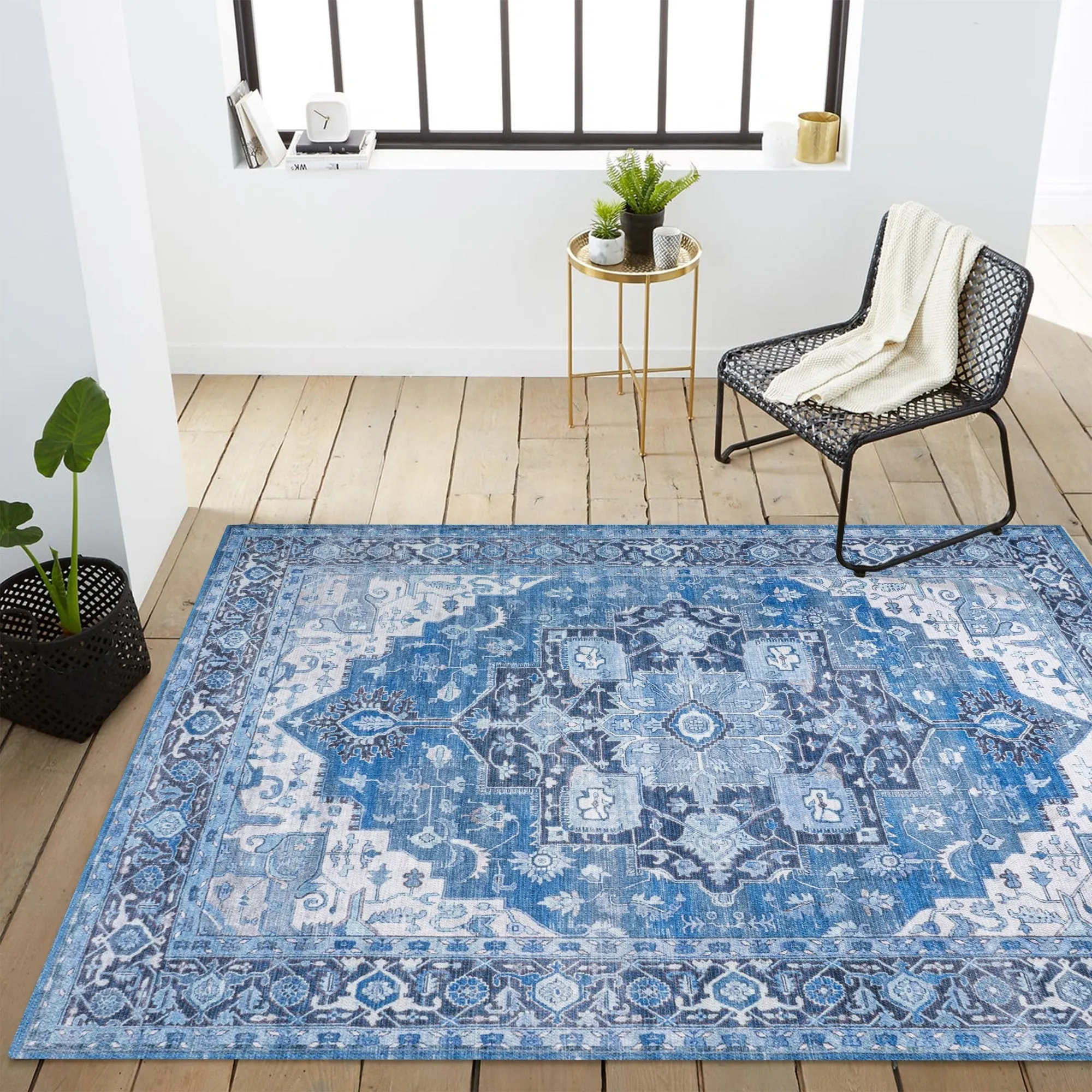 JONATHAN Y Marrakesh Ornate Medallion Machine Washable Area Rug