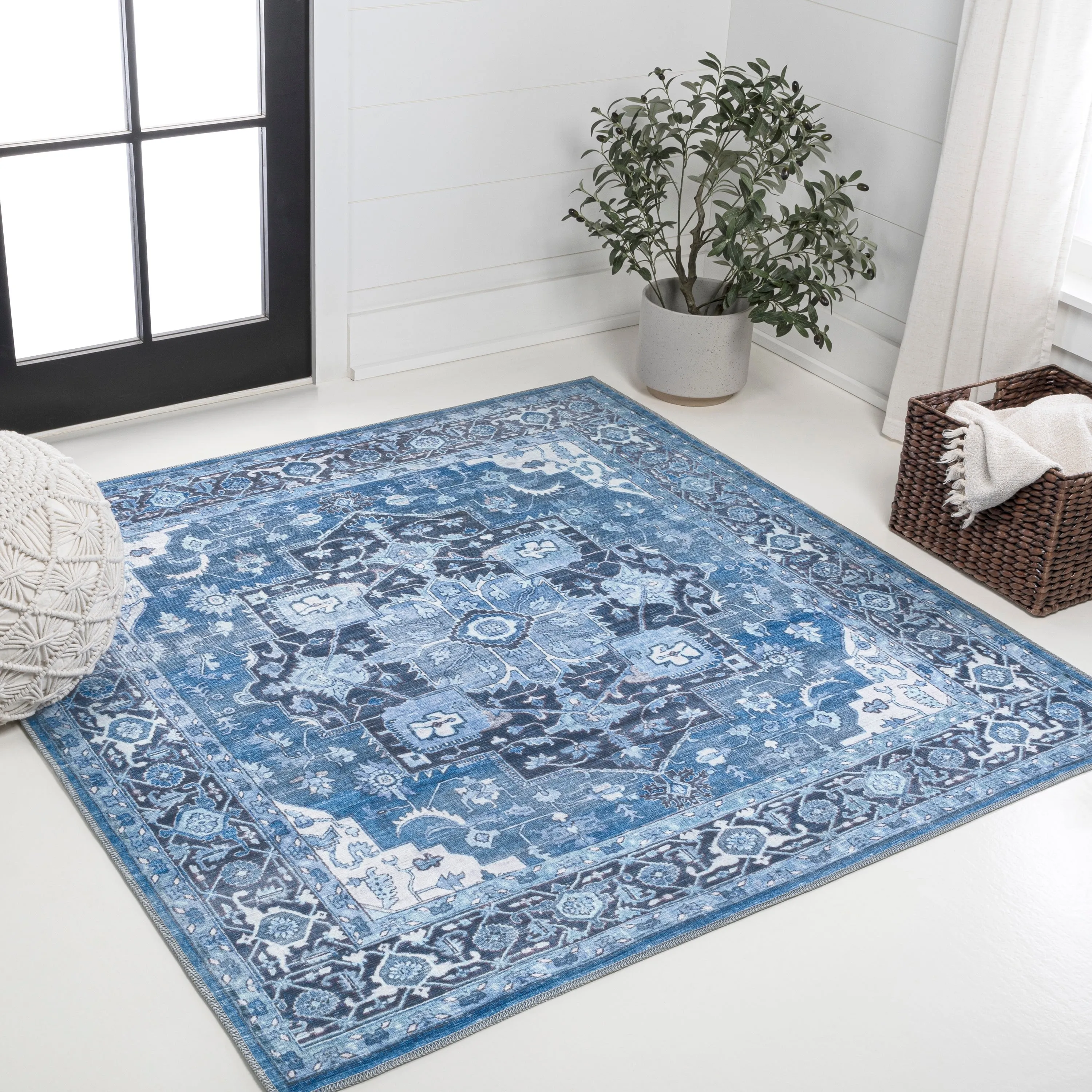 JONATHAN Y Marrakesh Ornate Medallion Machine Washable Area Rug