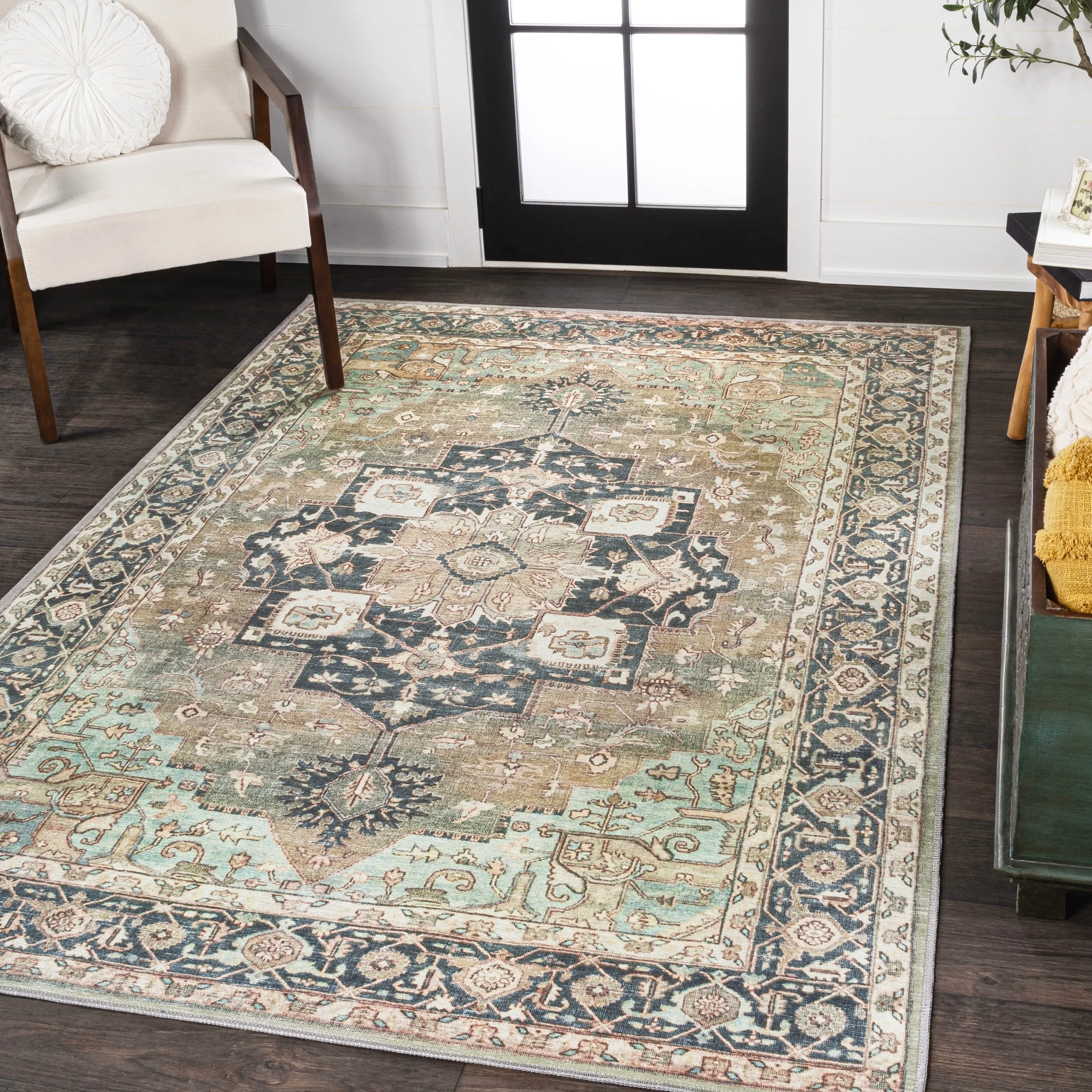 JONATHAN Y Marrakesh Ornate Medallion Machine Washable Area Rug