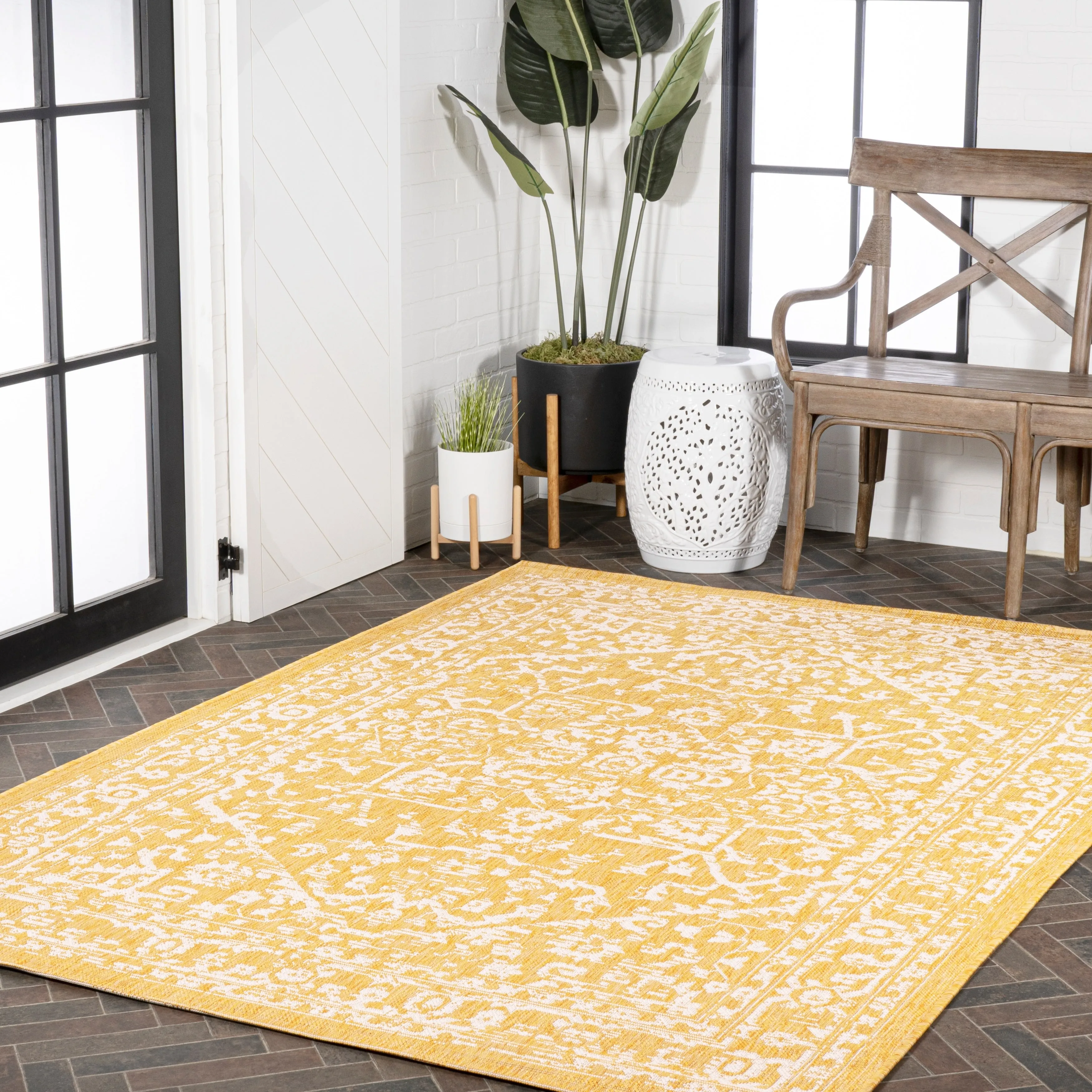 JONATHAN Y Medallion Textured Weave Indoor/Outdoor Area Rug