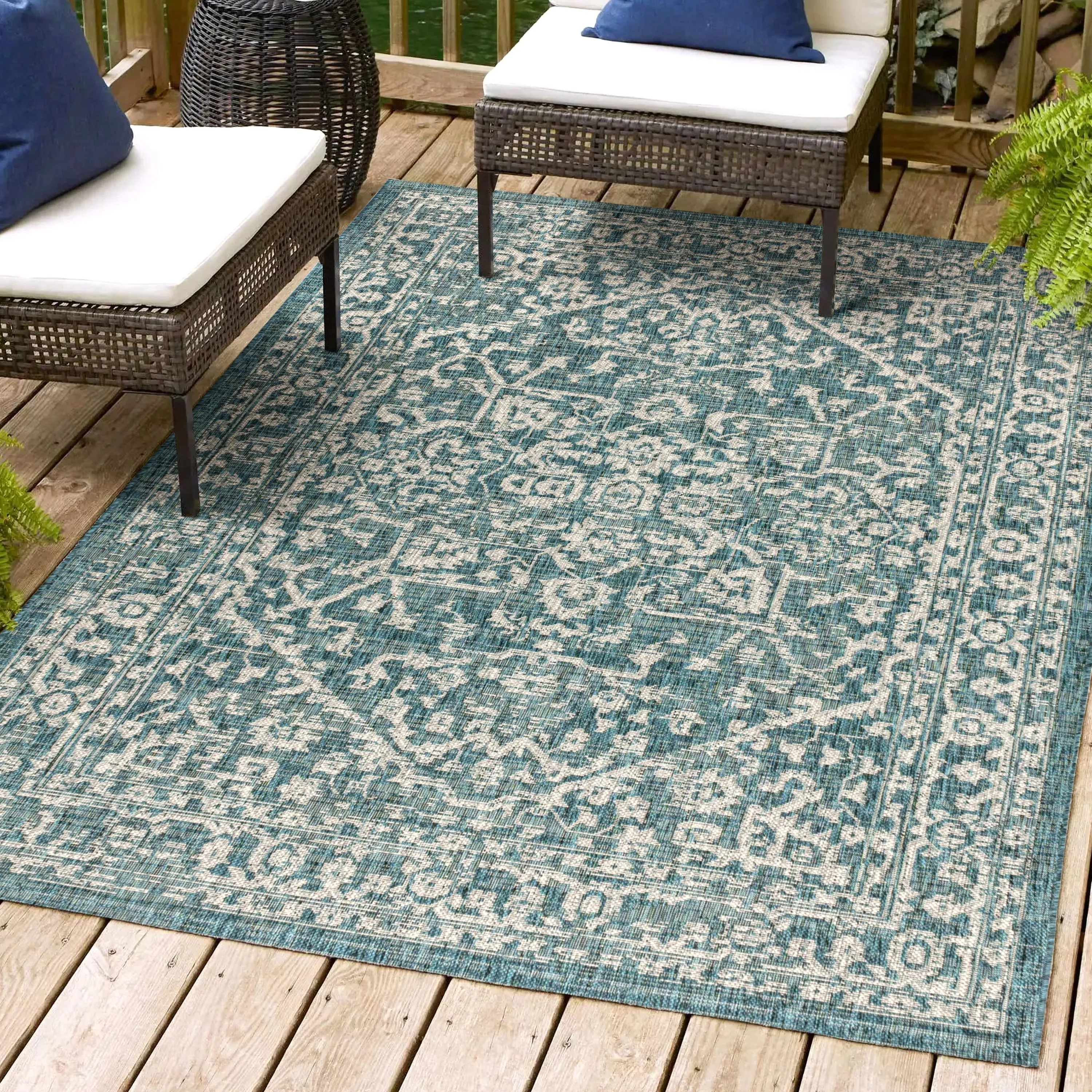 JONATHAN Y Medallion Textured Weave Indoor/Outdoor Area Rug