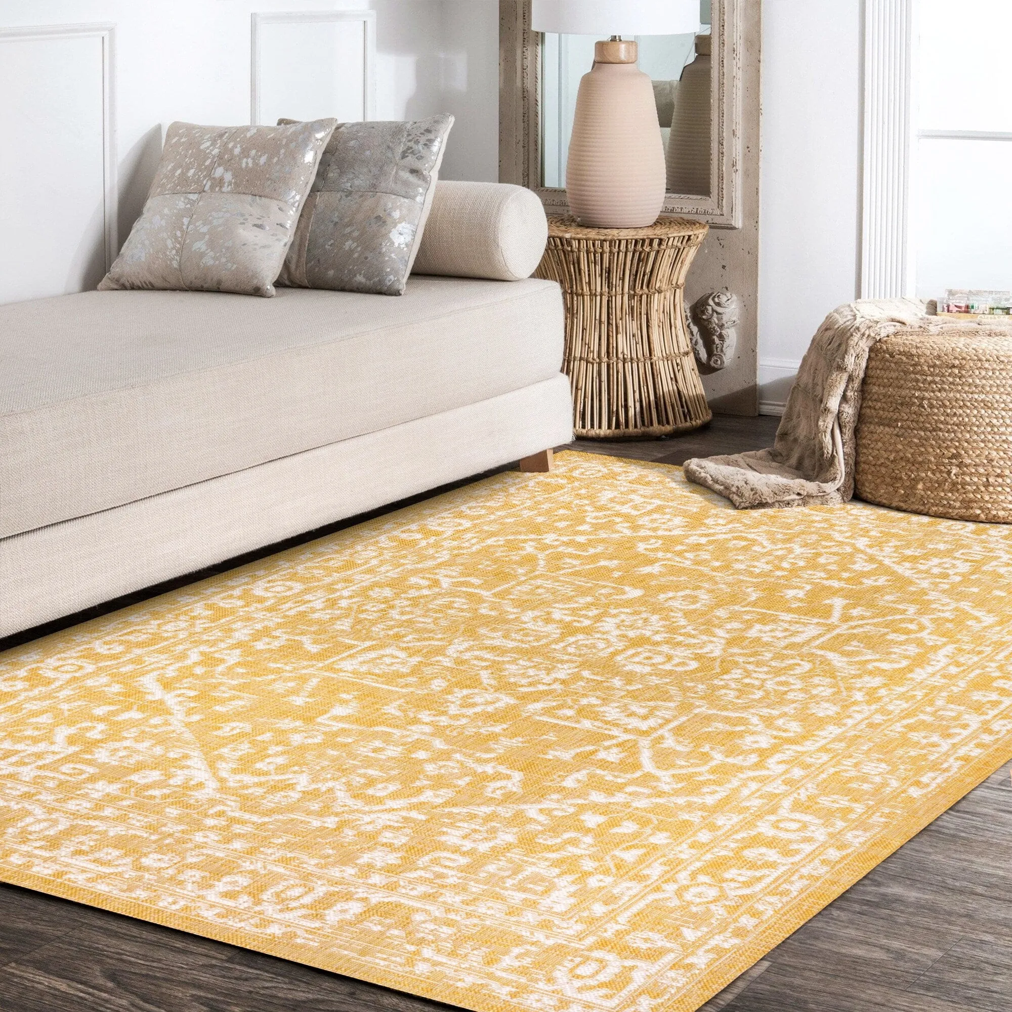 JONATHAN Y Medallion Textured Weave Indoor/Outdoor Area Rug