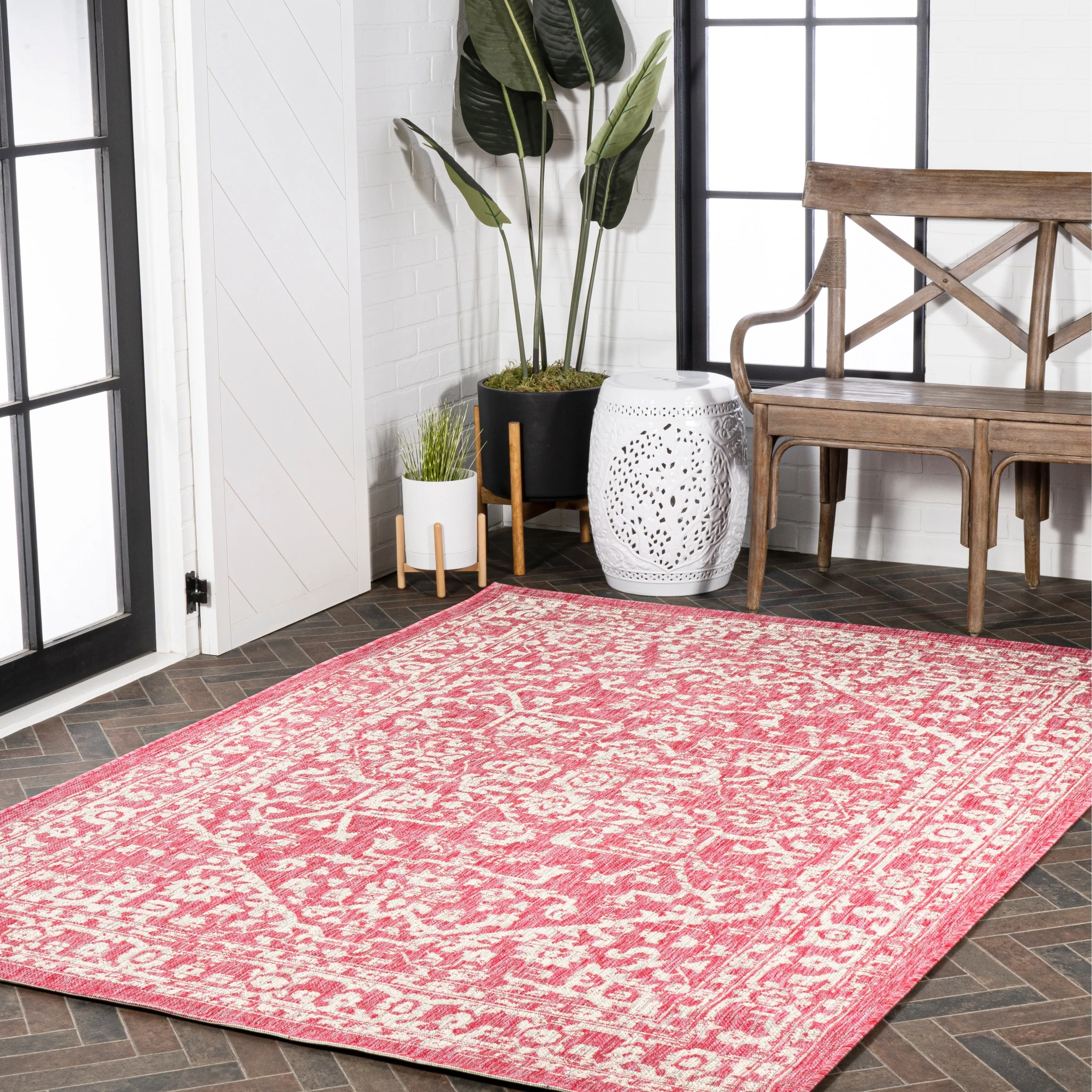 JONATHAN Y Medallion Textured Weave Indoor/Outdoor Area Rug