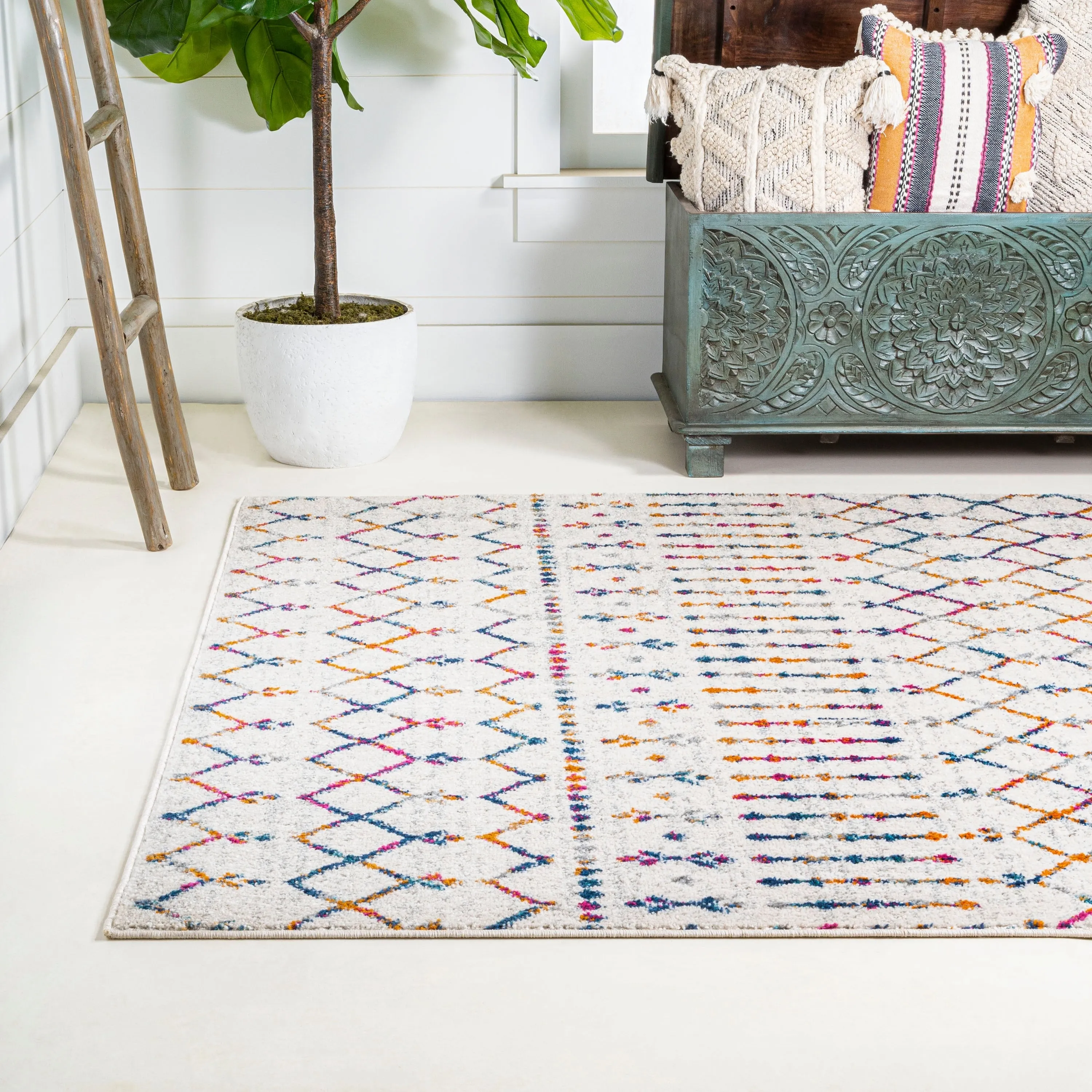 JONATHAN Y Modern HYPE Boho Vintage Diamond Area Rug