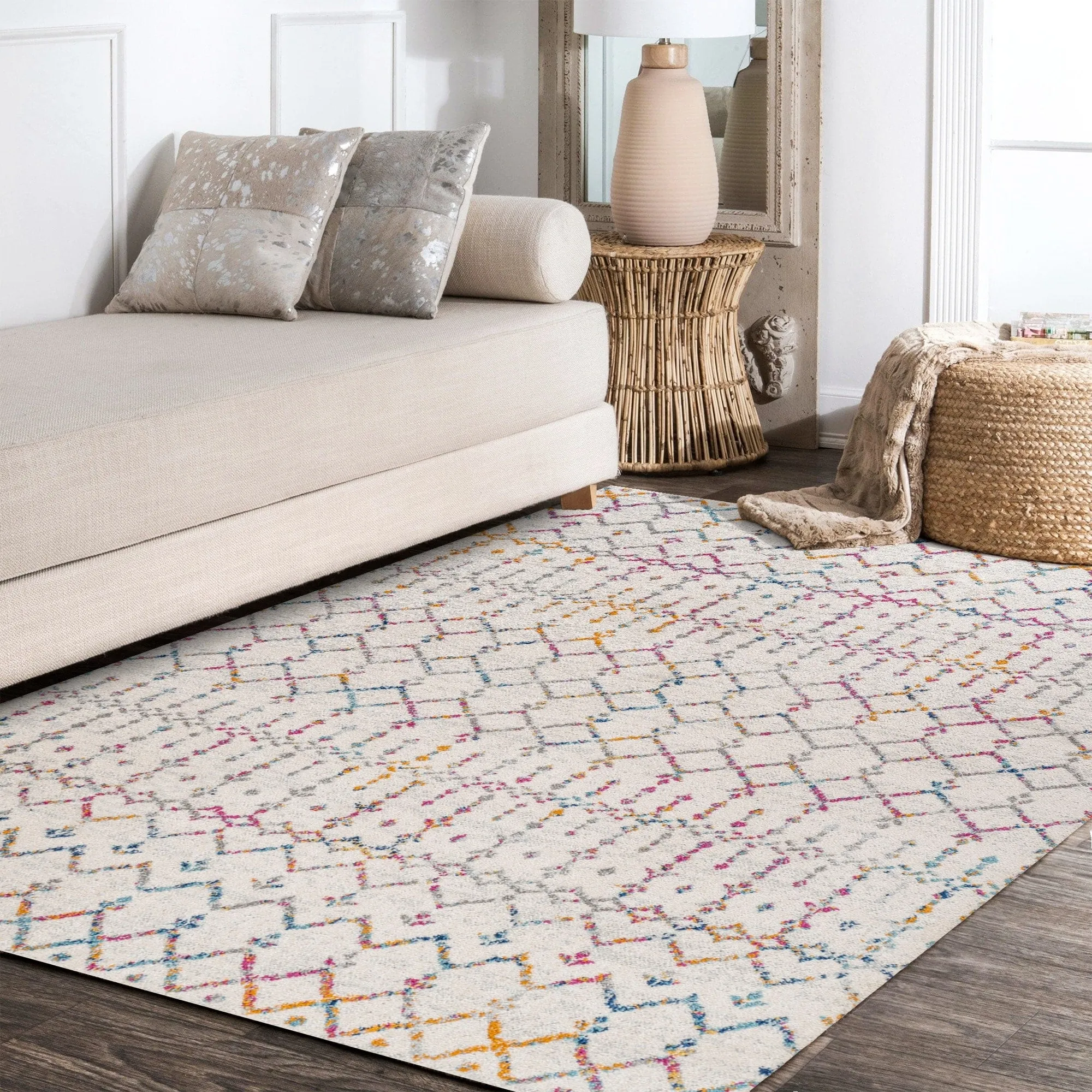 JONATHAN Y Modern HYPE Boho Vintage Diamond Area Rug