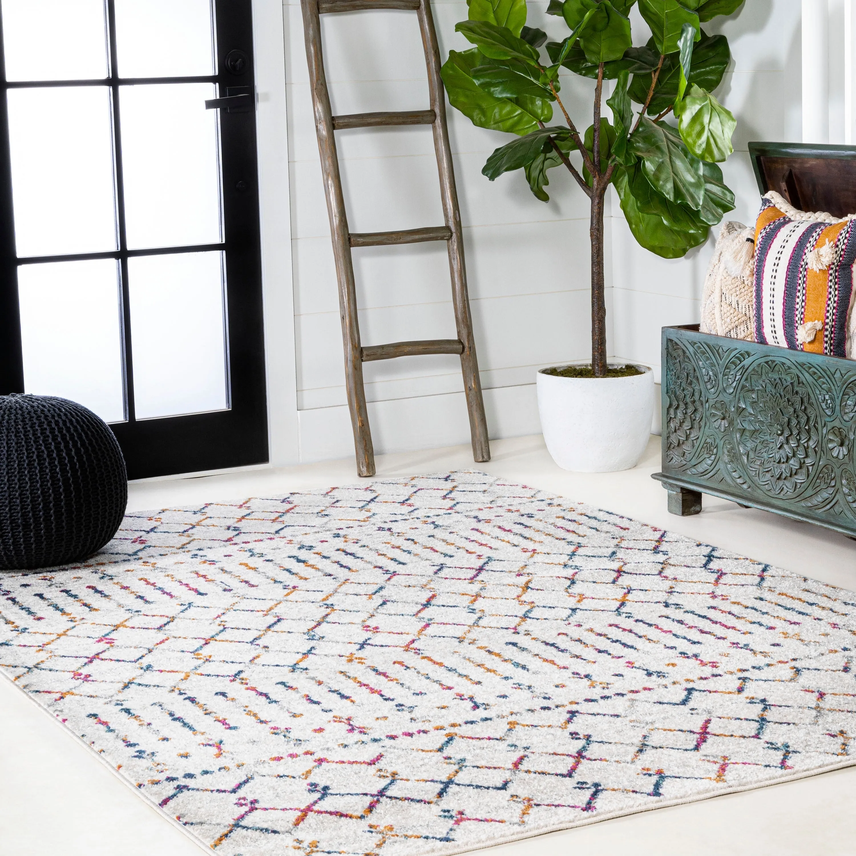 JONATHAN Y Modern HYPE Boho Vintage Diamond Area Rug