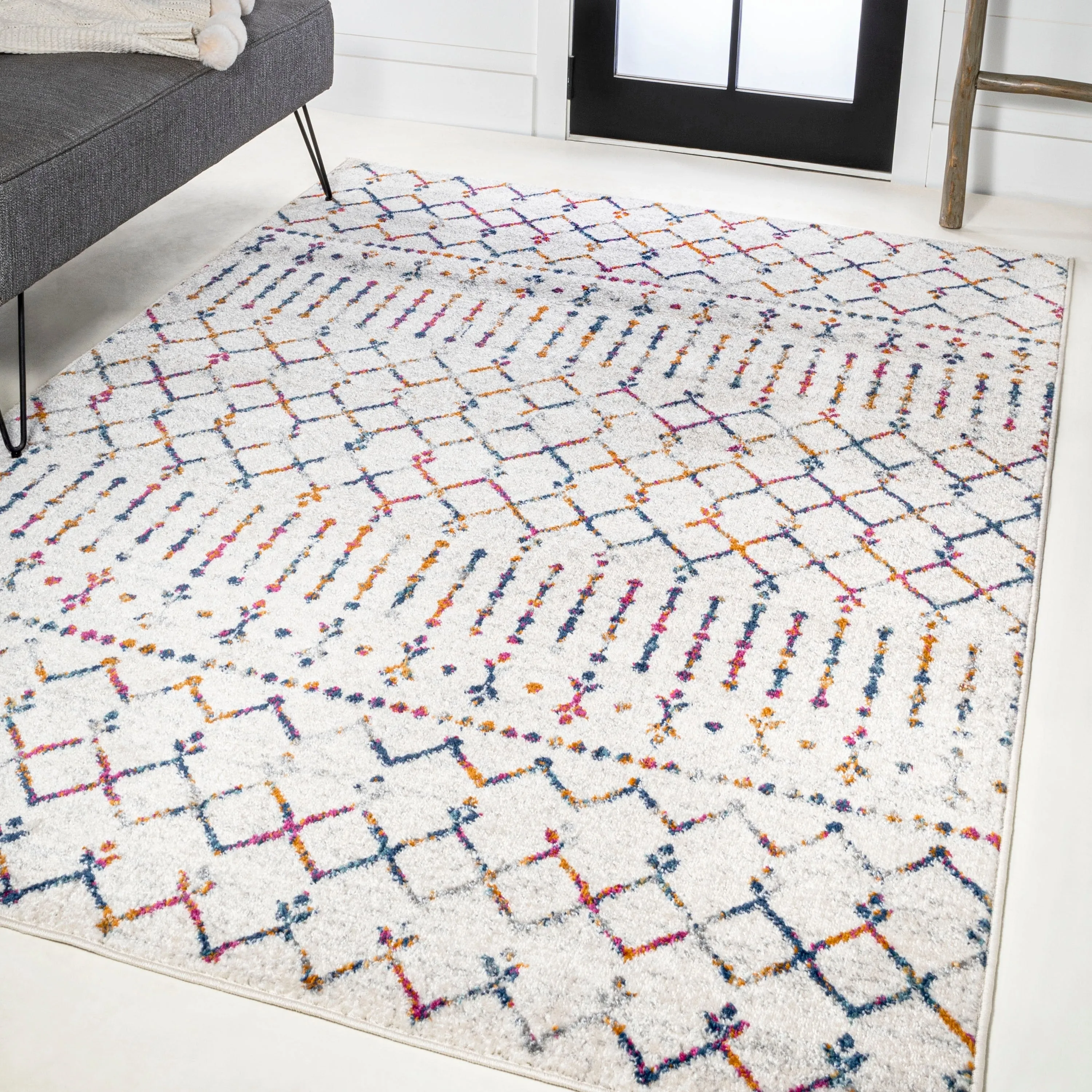 JONATHAN Y Modern HYPE Boho Vintage Diamond Area Rug