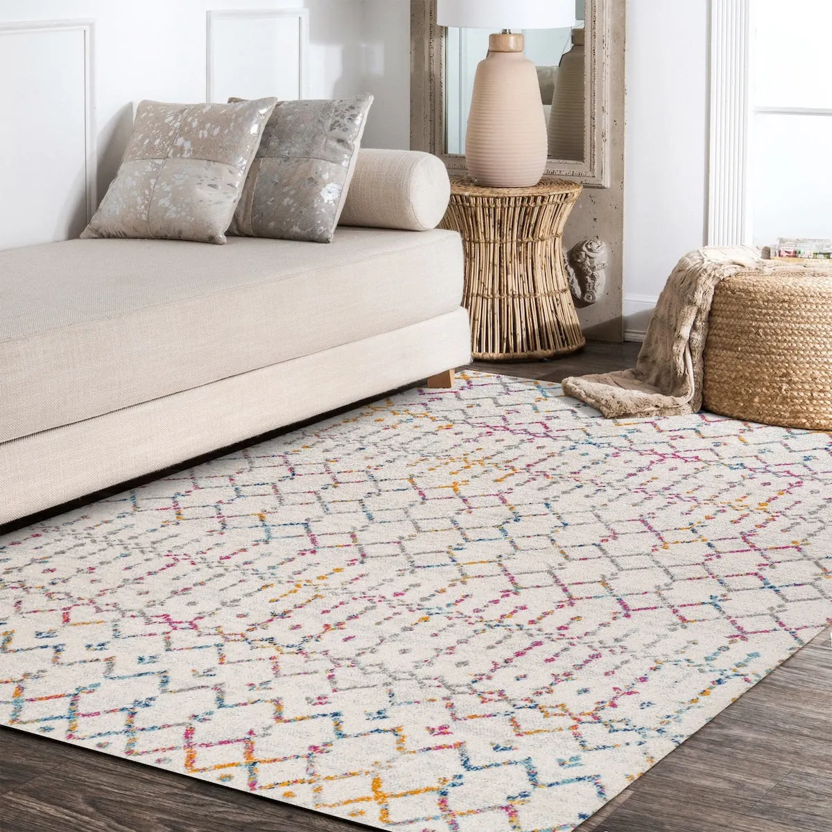 JONATHAN Y Modern HYPE Boho Vintage Diamond Area Rug