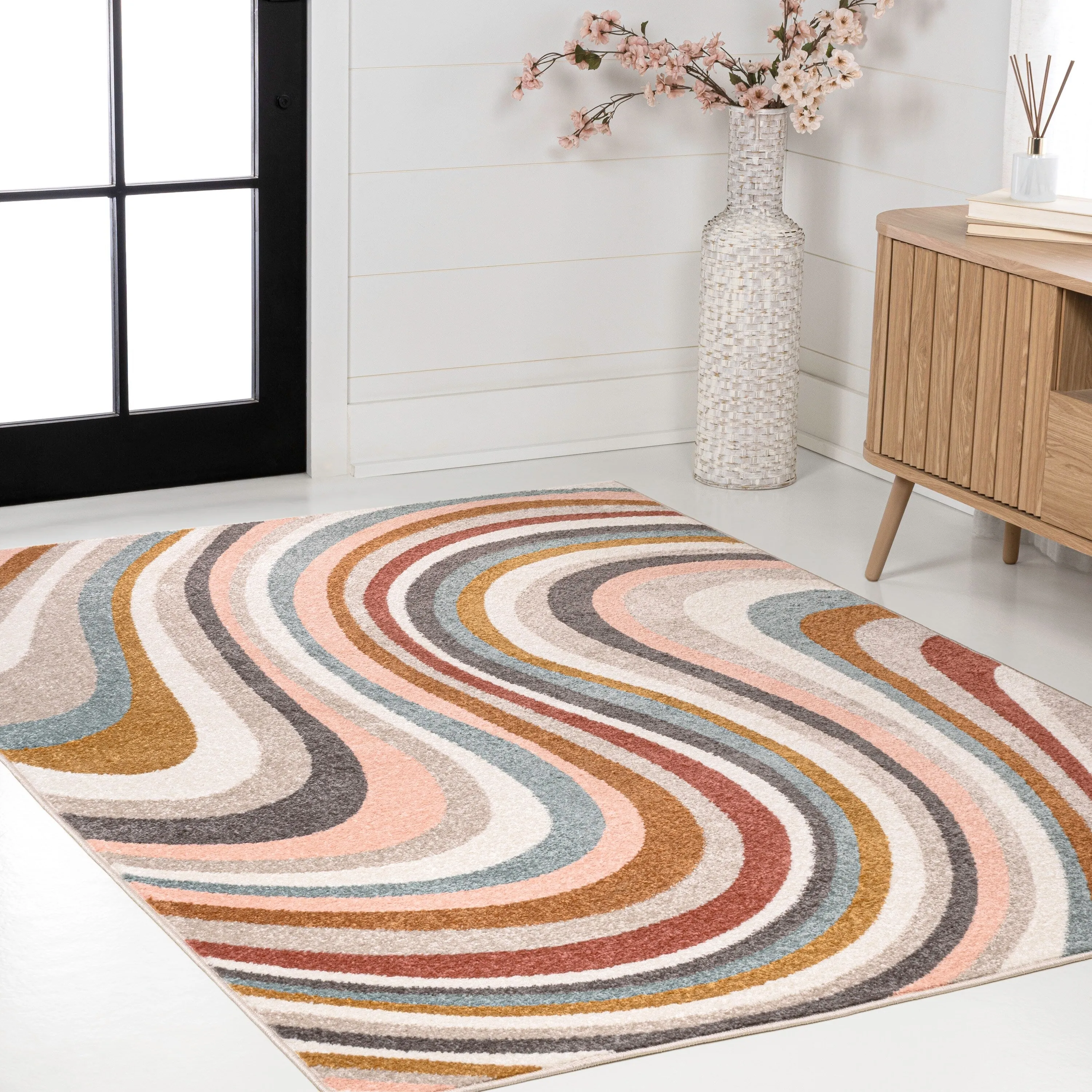 JONATHAN Y Prism Abstract Swirl Area Rug