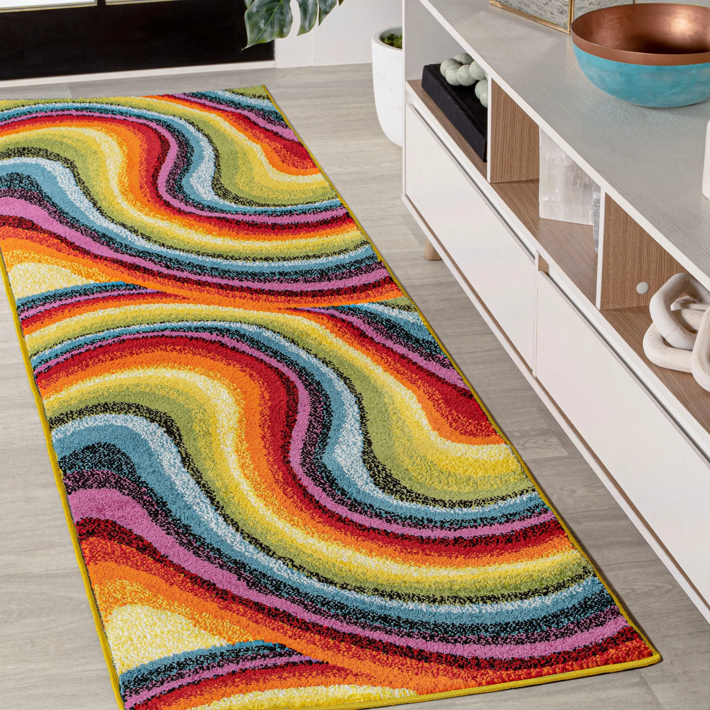 JONATHAN Y Prism Abstract Swirl Area Rug