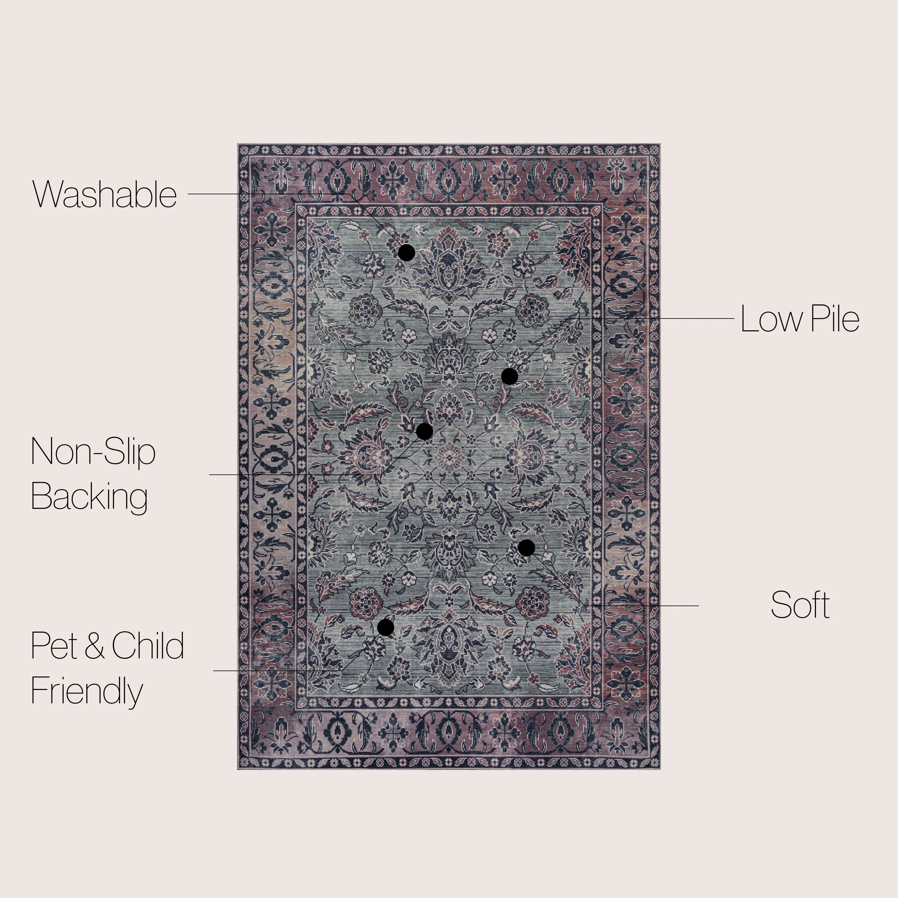 JONATHAN Y Regis Ornate Persian All-Over Machine Washable Area Rug
