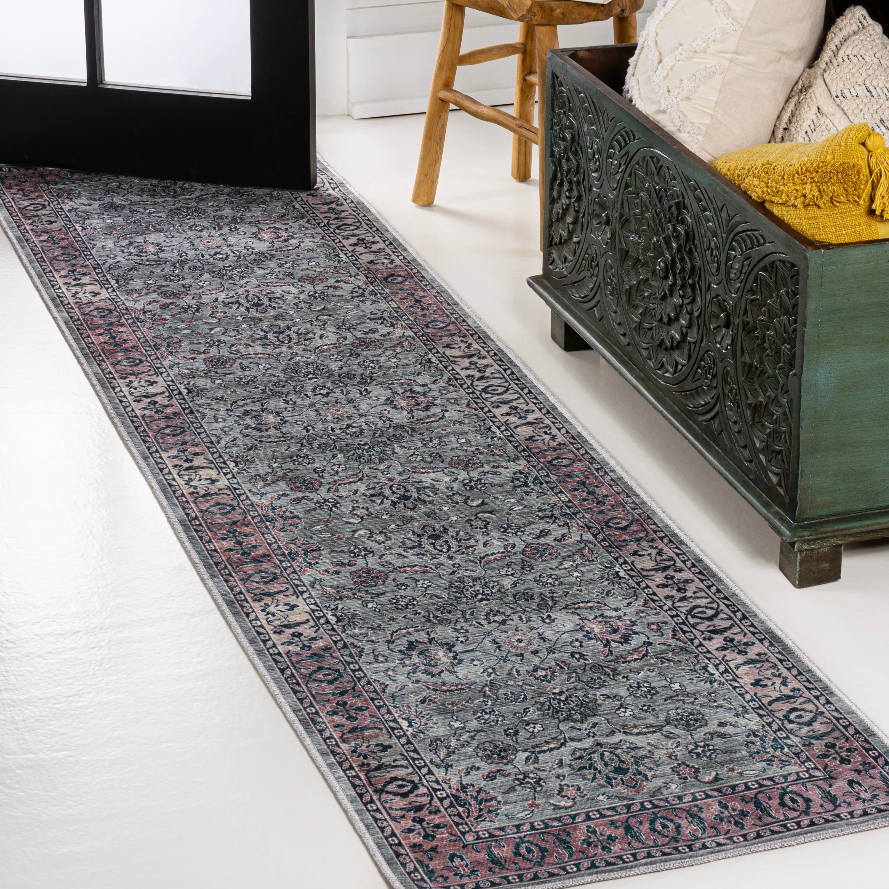 JONATHAN Y Regis Ornate Persian All-Over Machine Washable Area Rug