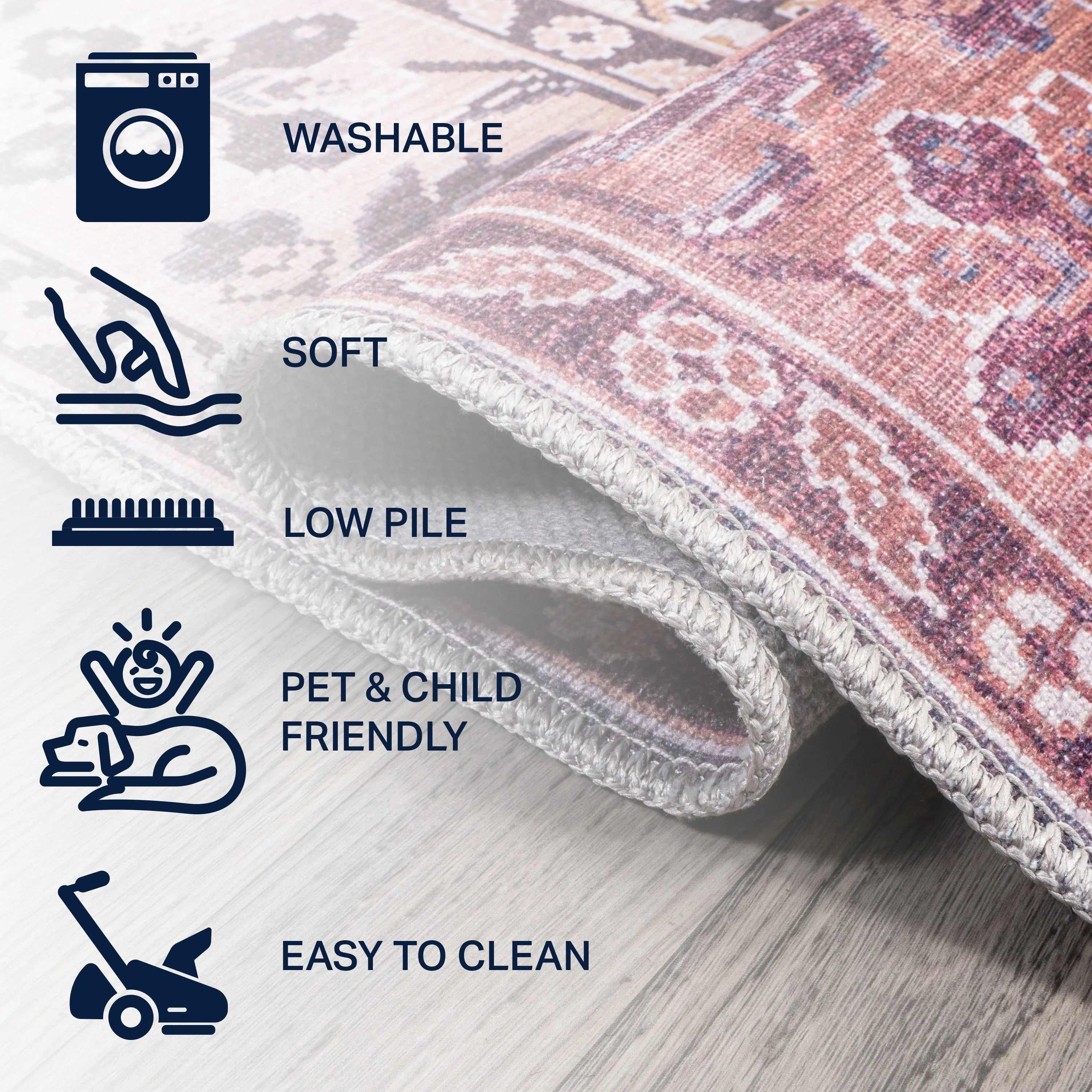 JONATHAN Y Regis Ornate Persian All-Over Machine Washable Area Rug