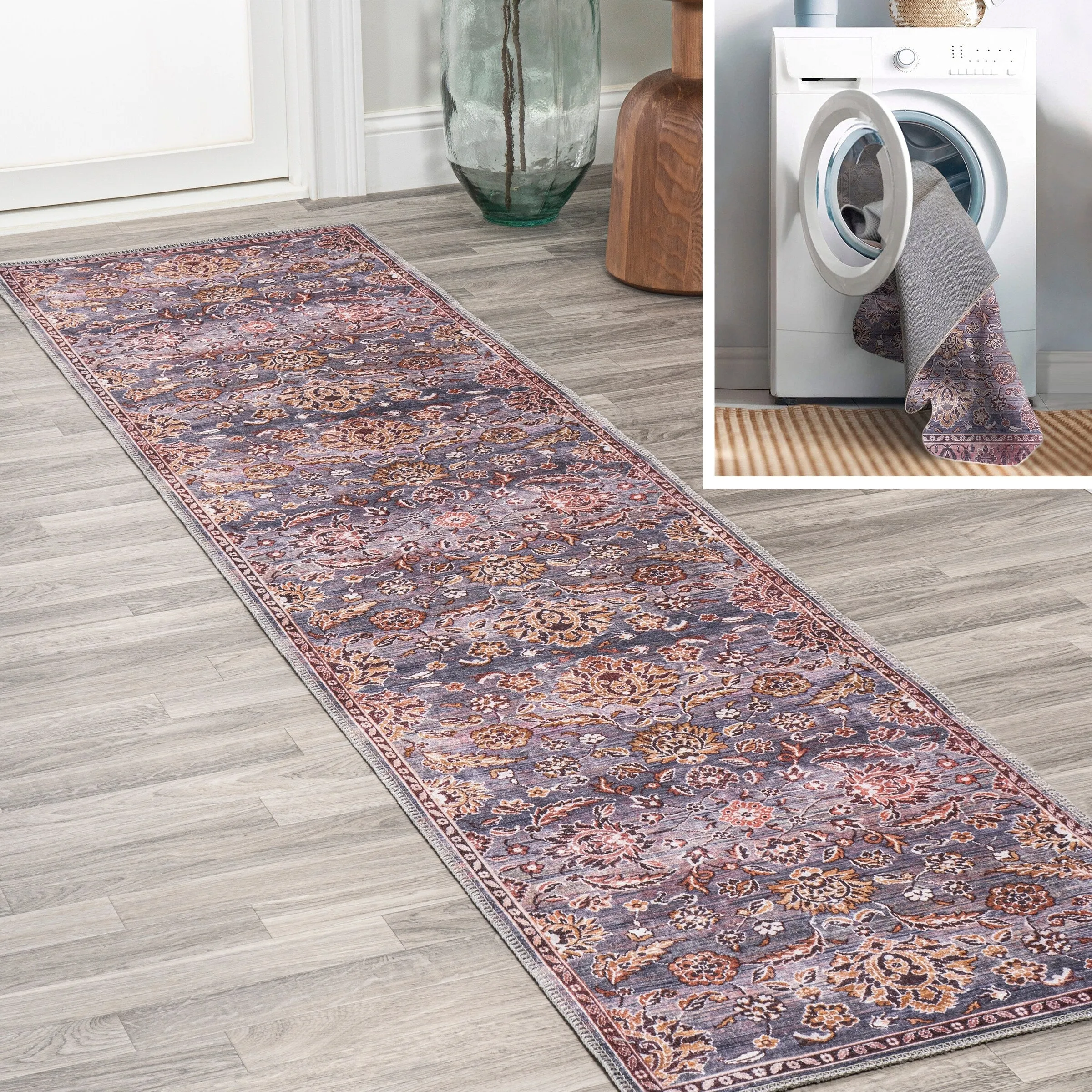 JONATHAN Y Regis Ornate Persian All-Over Machine Washable Area Rug