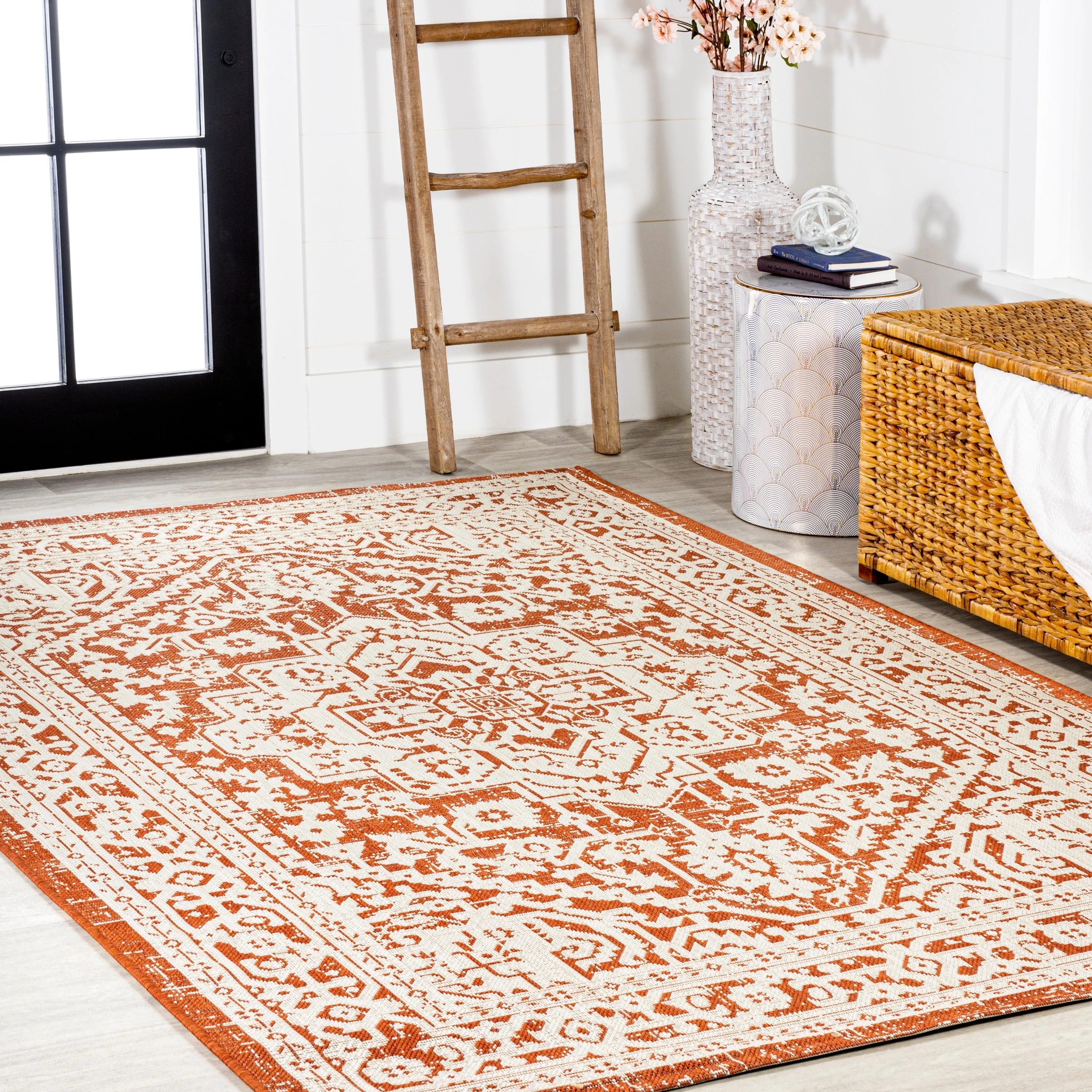 JONATHAN Y Rozetta Medallion Textured Weave Indoor/Outdoor Area Rug