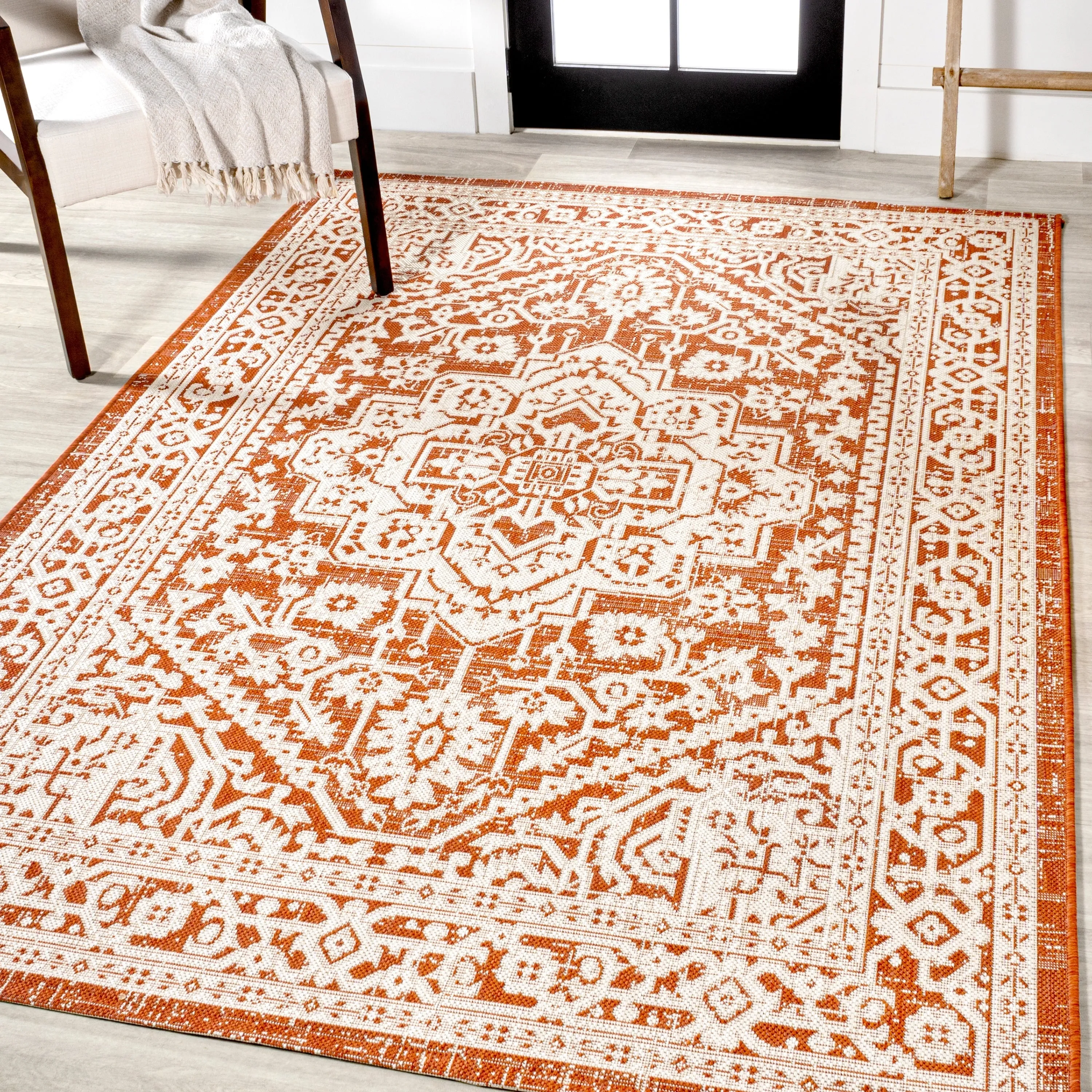 JONATHAN Y Rozetta Medallion Textured Weave Indoor/Outdoor Area Rug