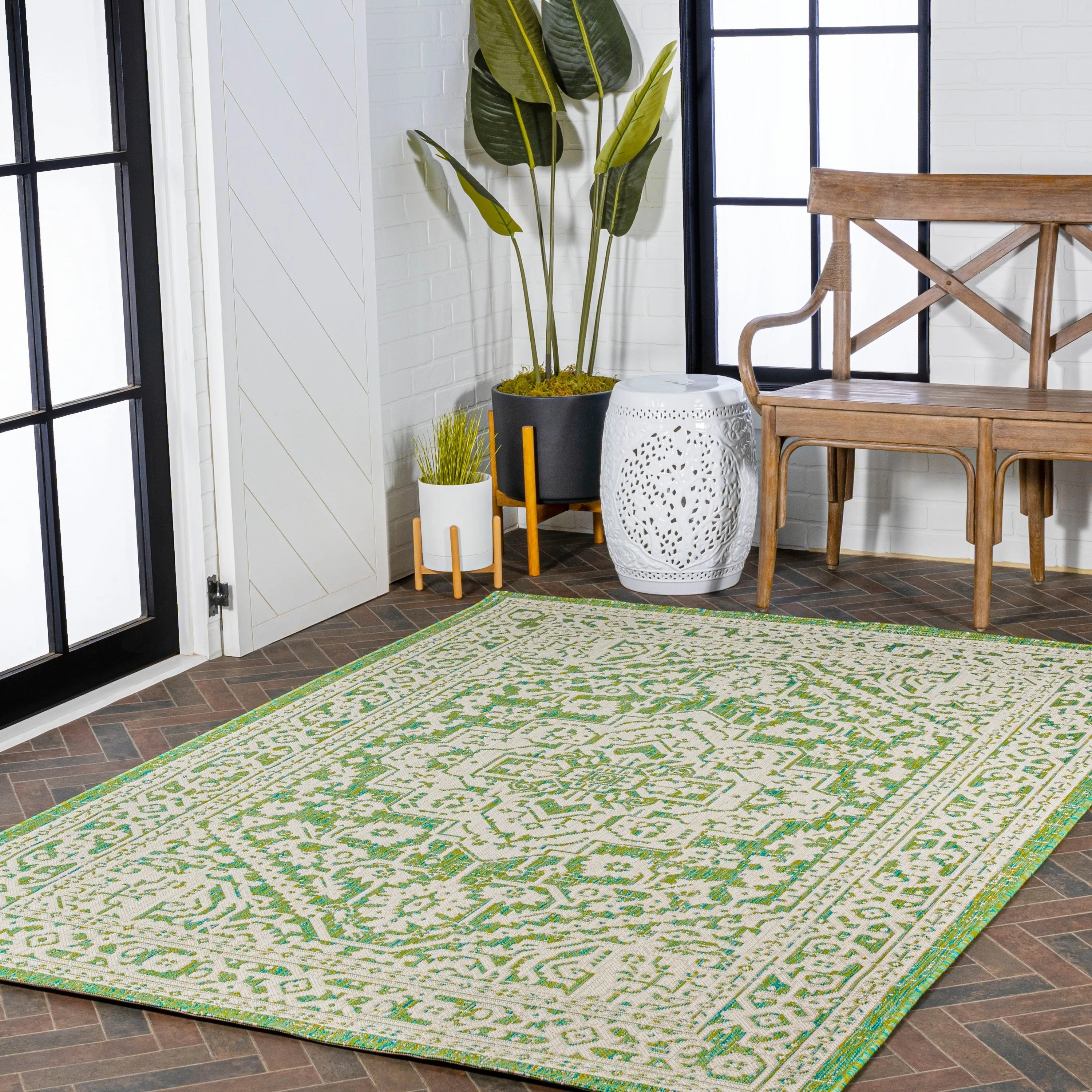 JONATHAN Y Rozetta Medallion Textured Weave Indoor/Outdoor Area Rug