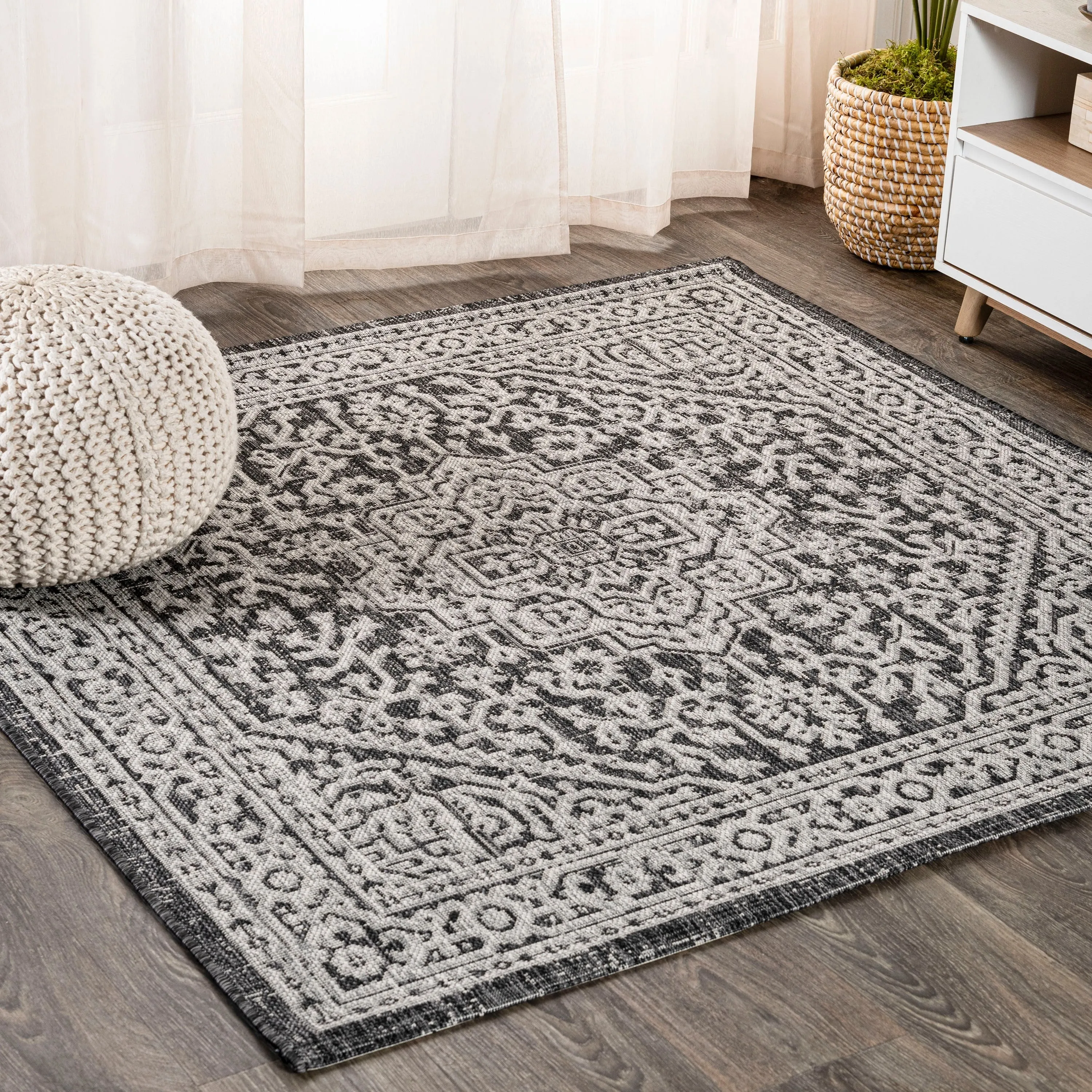 JONATHAN Y Rozetta Medallion Textured Weave Indoor/Outdoor Area Rug