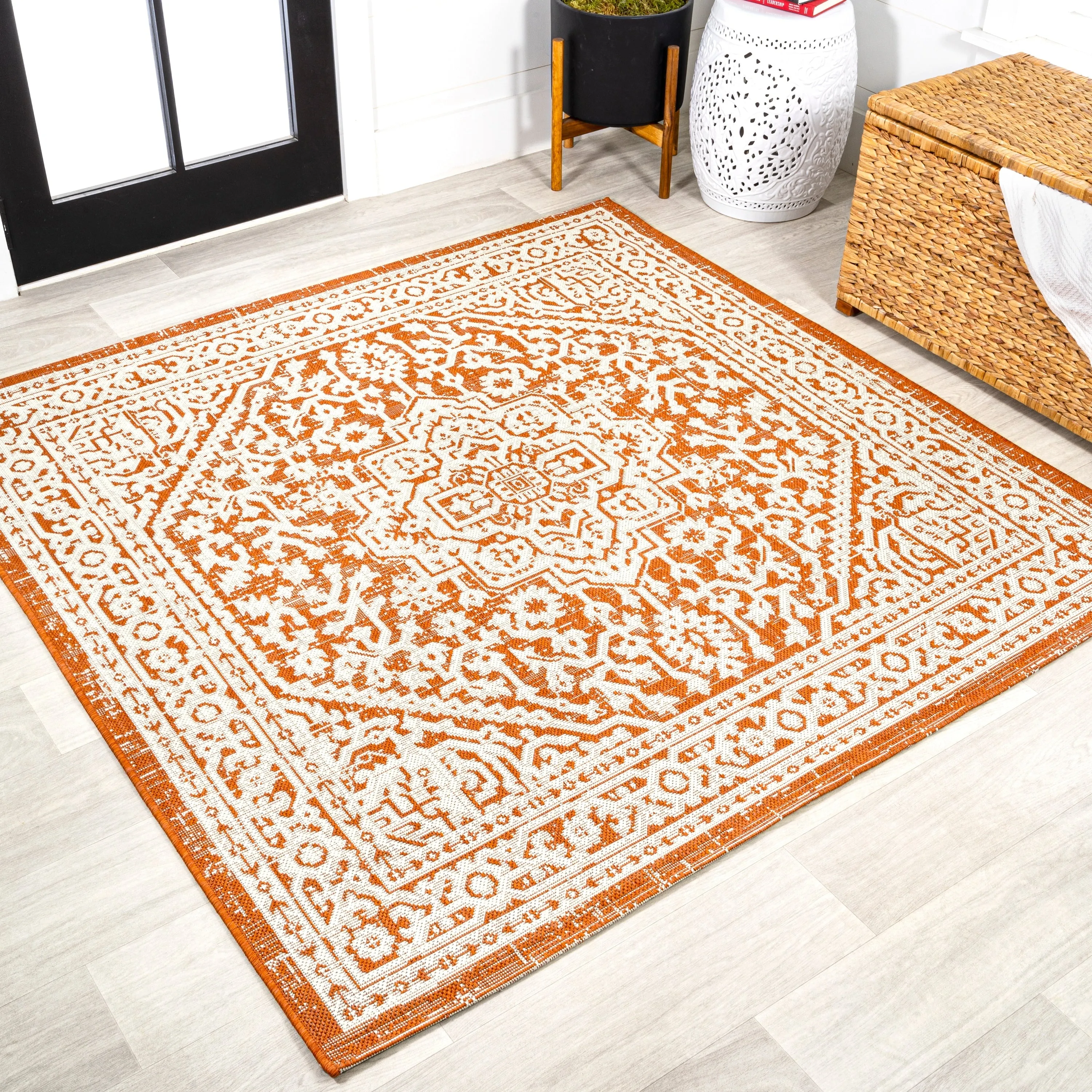 JONATHAN Y Rozetta Medallion Textured Weave Indoor/Outdoor Area Rug