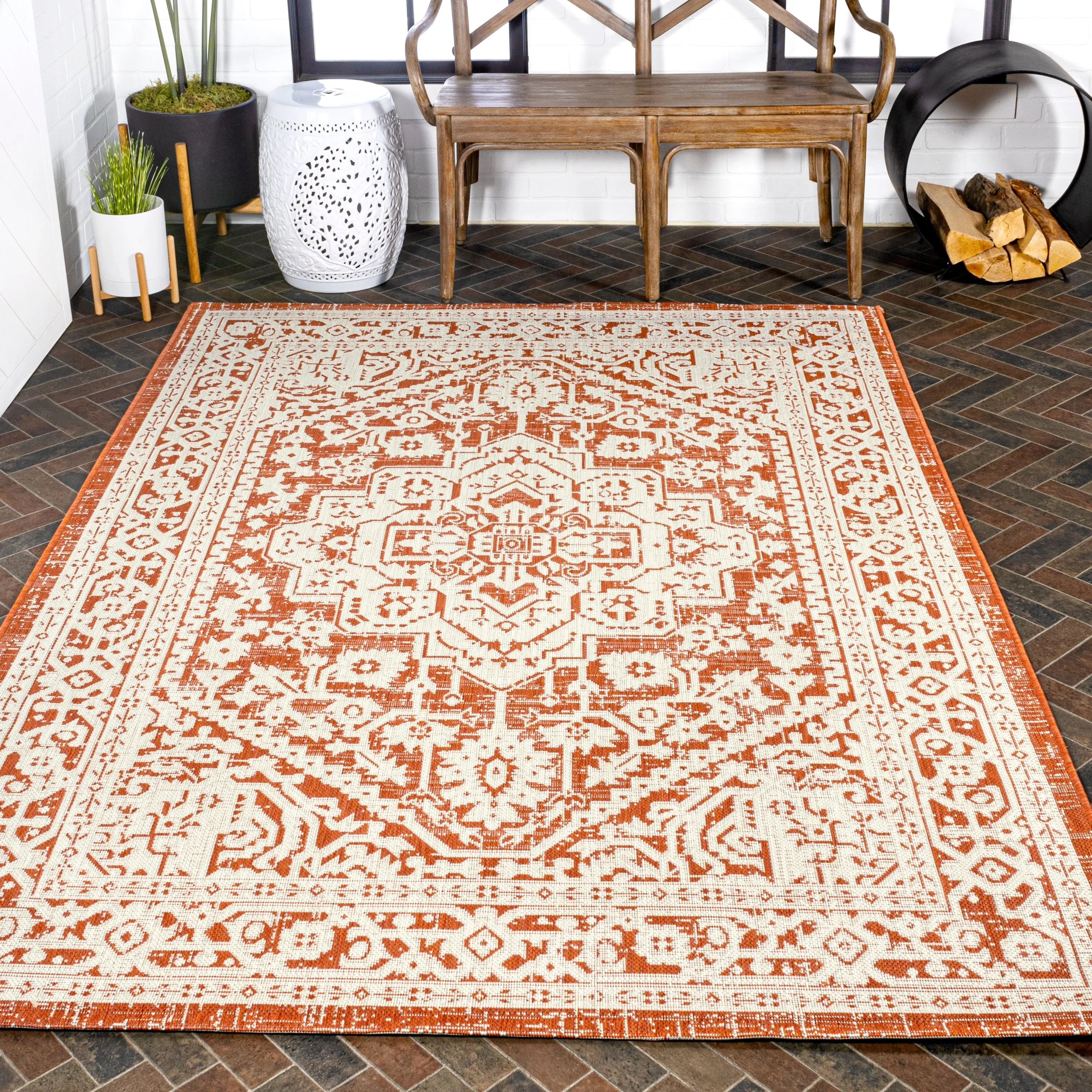 JONATHAN Y Rozetta Medallion Textured Weave Indoor/Outdoor Area Rug