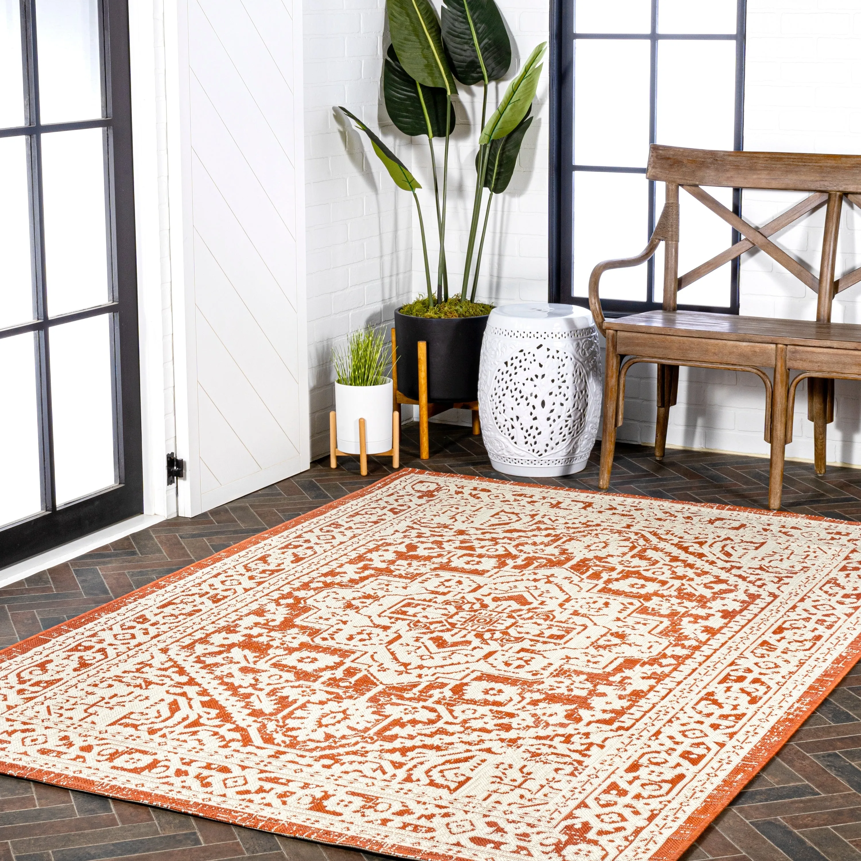 JONATHAN Y Rozetta Medallion Textured Weave Indoor/Outdoor Area Rug