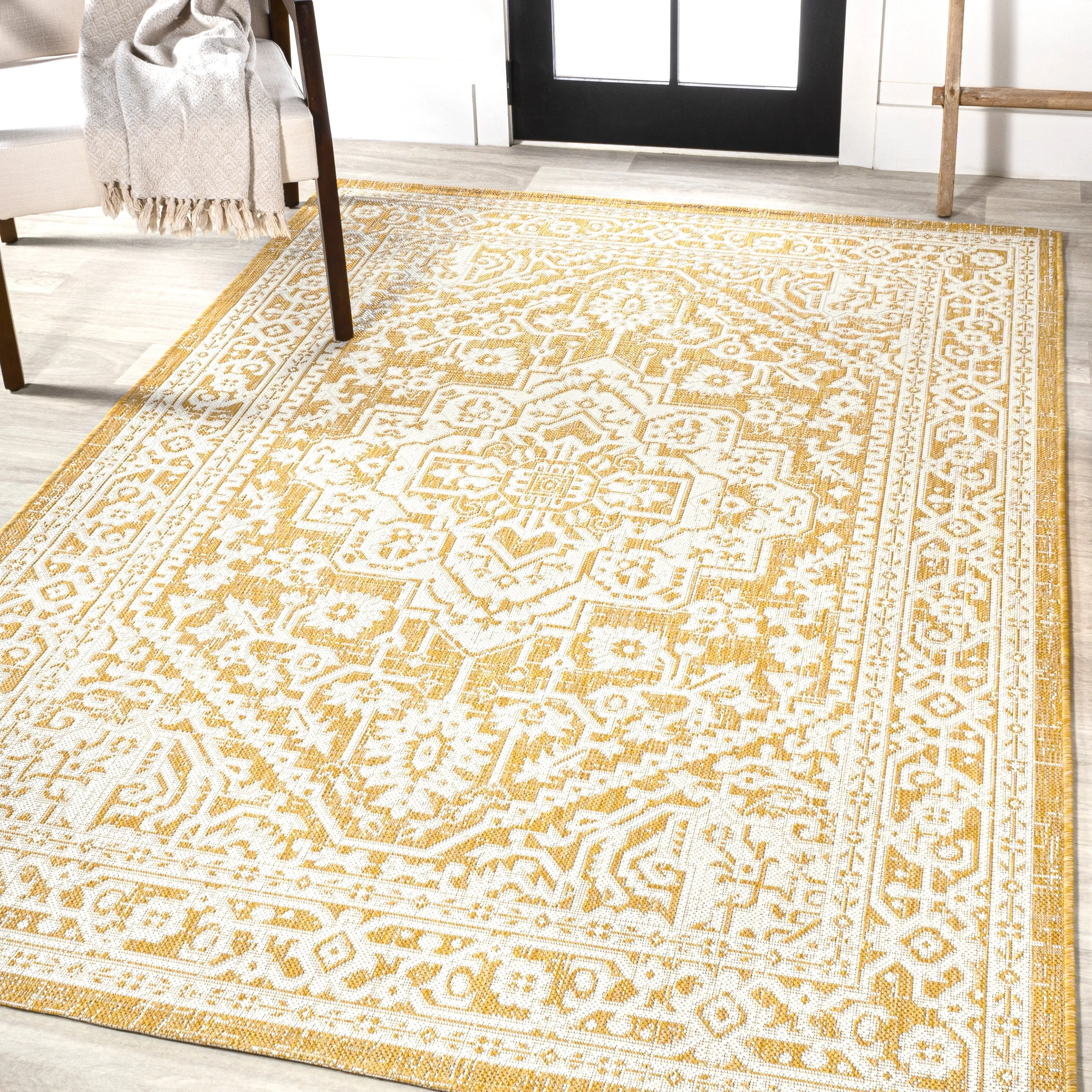 JONATHAN Y Rozetta Medallion Textured Weave Indoor/Outdoor Area Rug