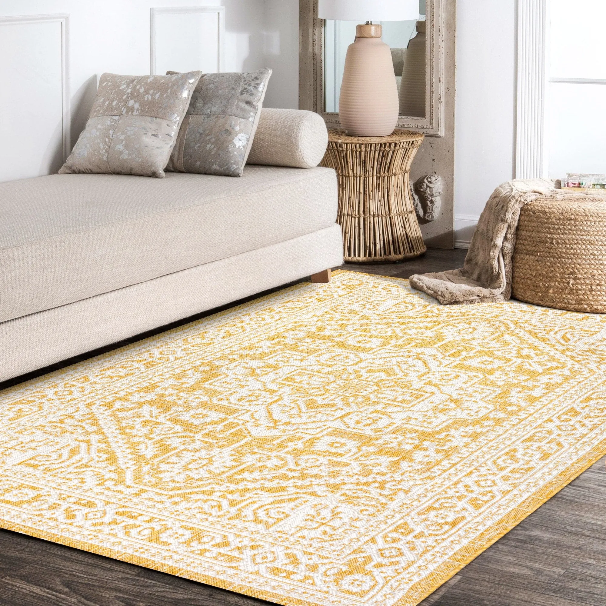 JONATHAN Y Rozetta Medallion Textured Weave Indoor/Outdoor Area Rug