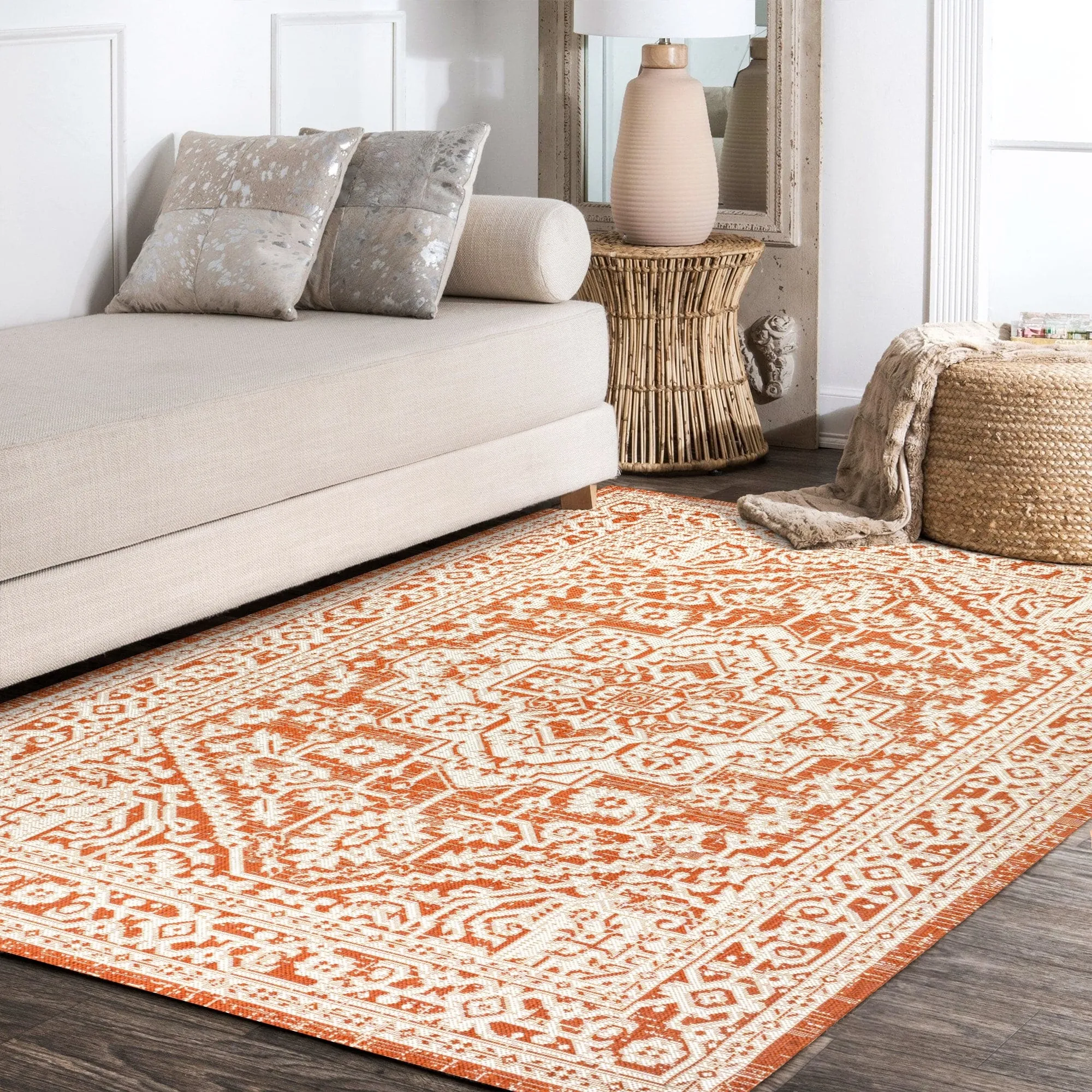 JONATHAN Y Rozetta Medallion Textured Weave Indoor/Outdoor Area Rug
