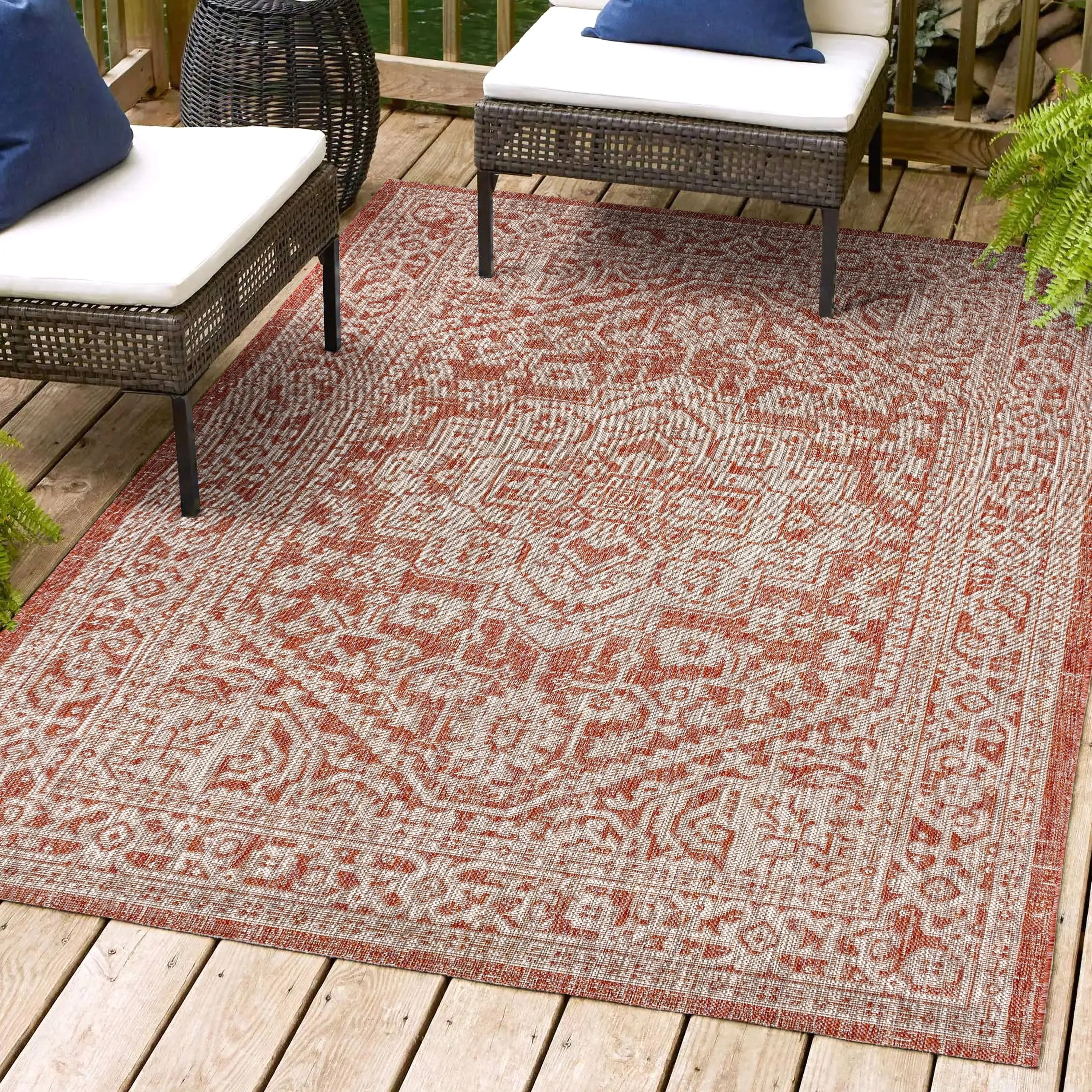 JONATHAN Y Rozetta Medallion Textured Weave Indoor/Outdoor Area Rug