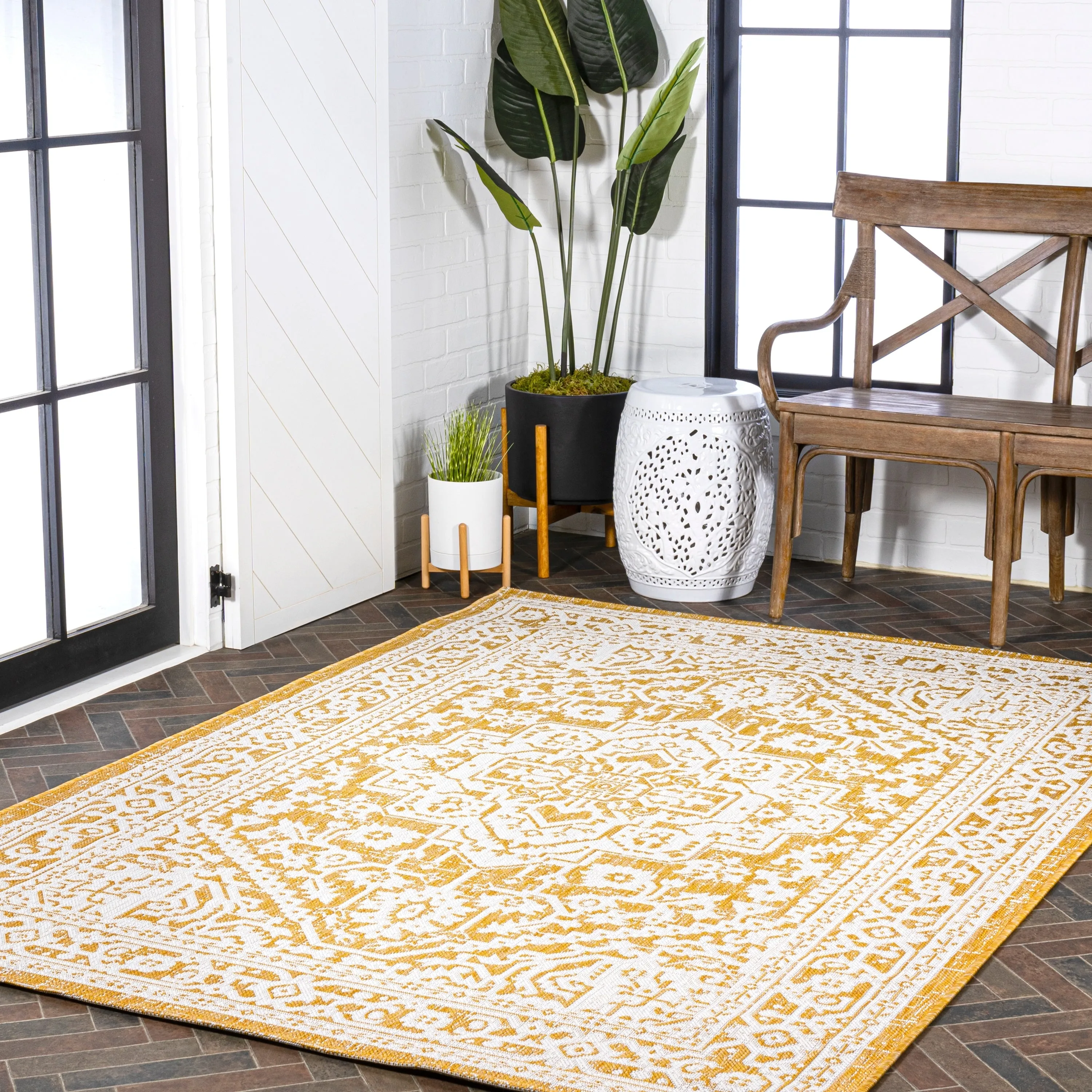 JONATHAN Y Rozetta Medallion Textured Weave Indoor/Outdoor Area Rug