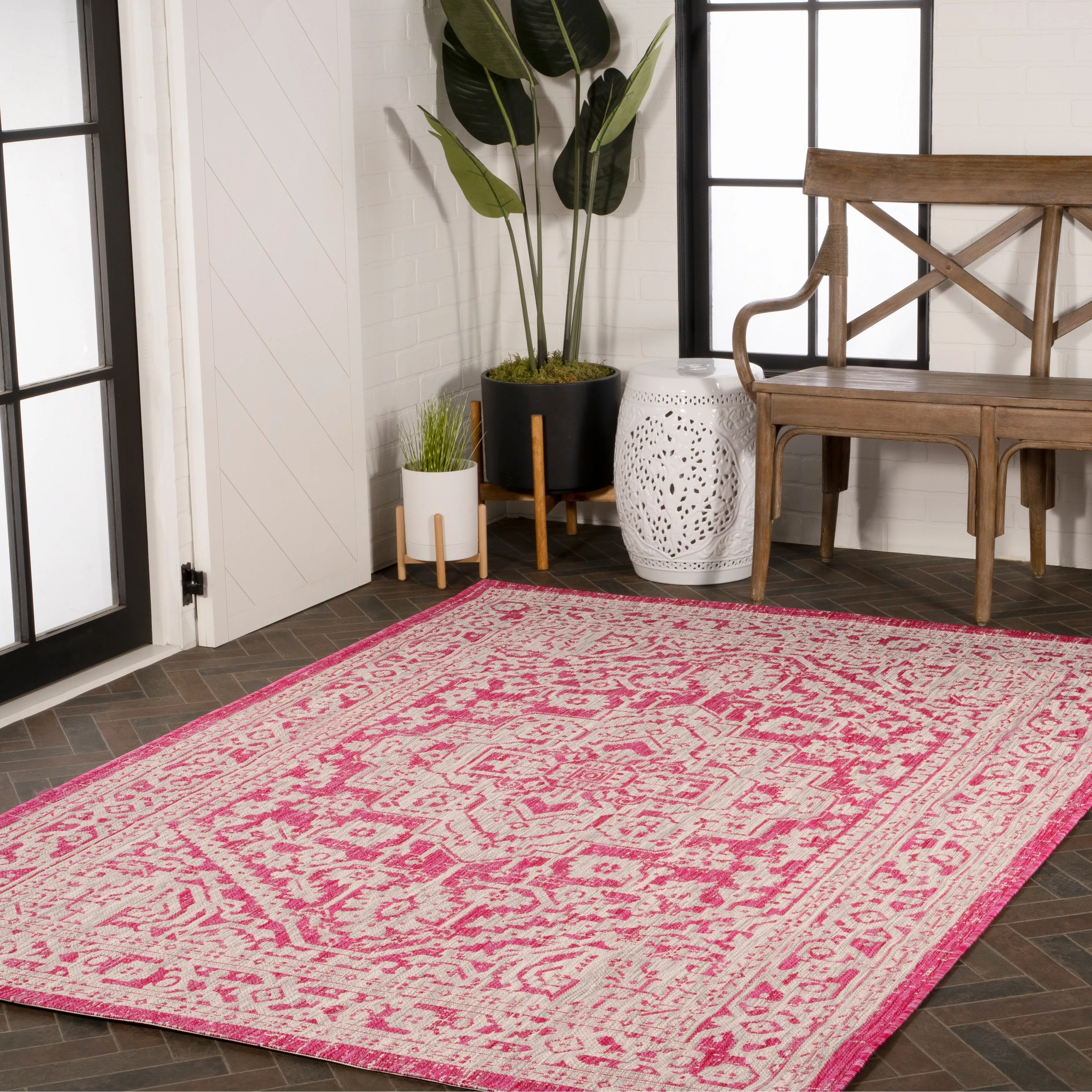 JONATHAN Y Rozetta Medallion Textured Weave Indoor/Outdoor Area Rug