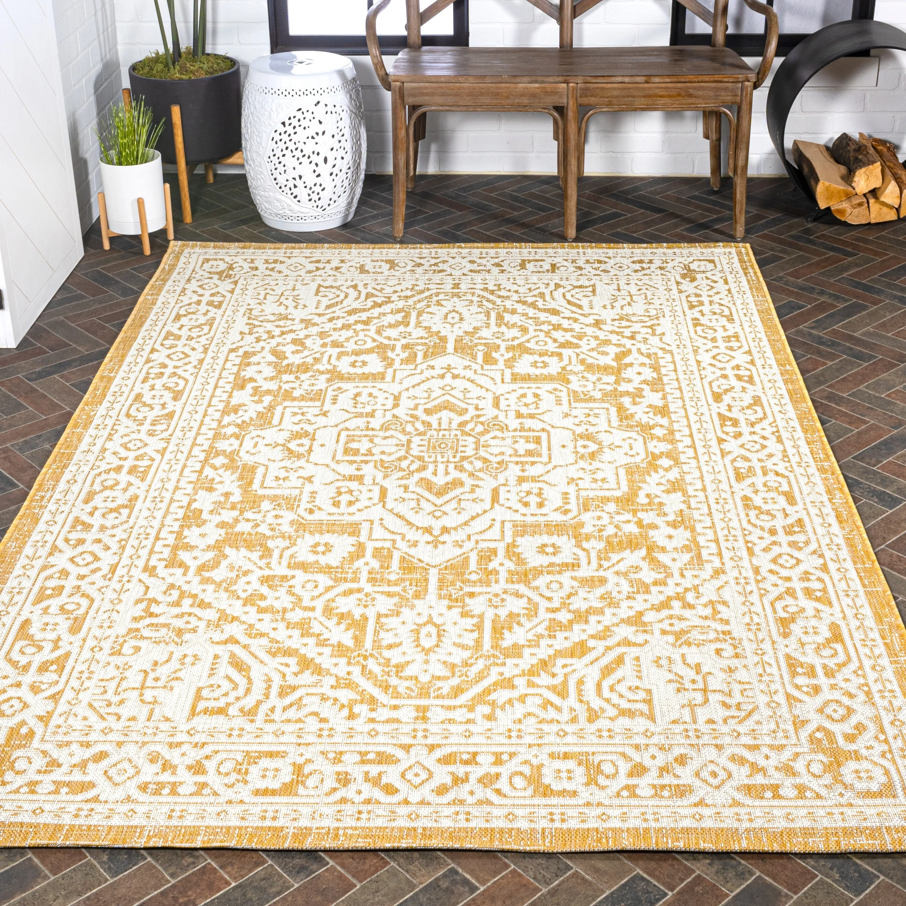 JONATHAN Y Rozetta Medallion Textured Weave Indoor/Outdoor Area Rug