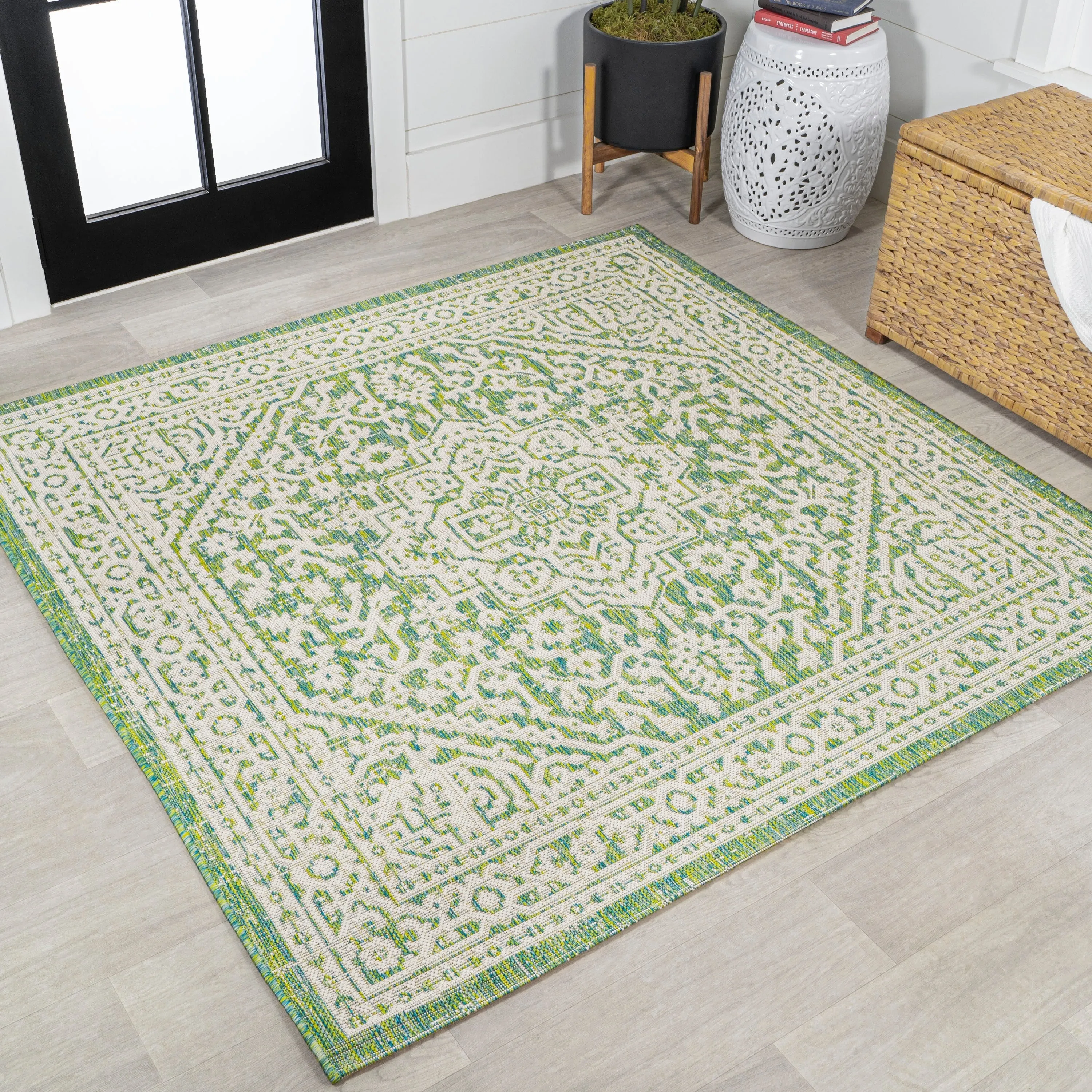 JONATHAN Y Rozetta Medallion Textured Weave Indoor/Outdoor Area Rug