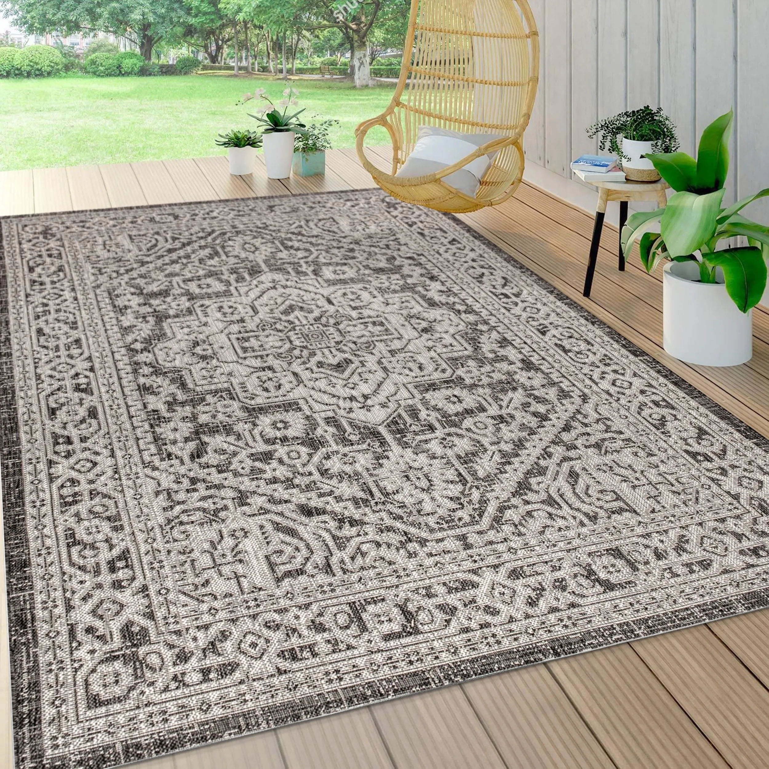 JONATHAN Y Rozetta Medallion Textured Weave Indoor/Outdoor Area Rug