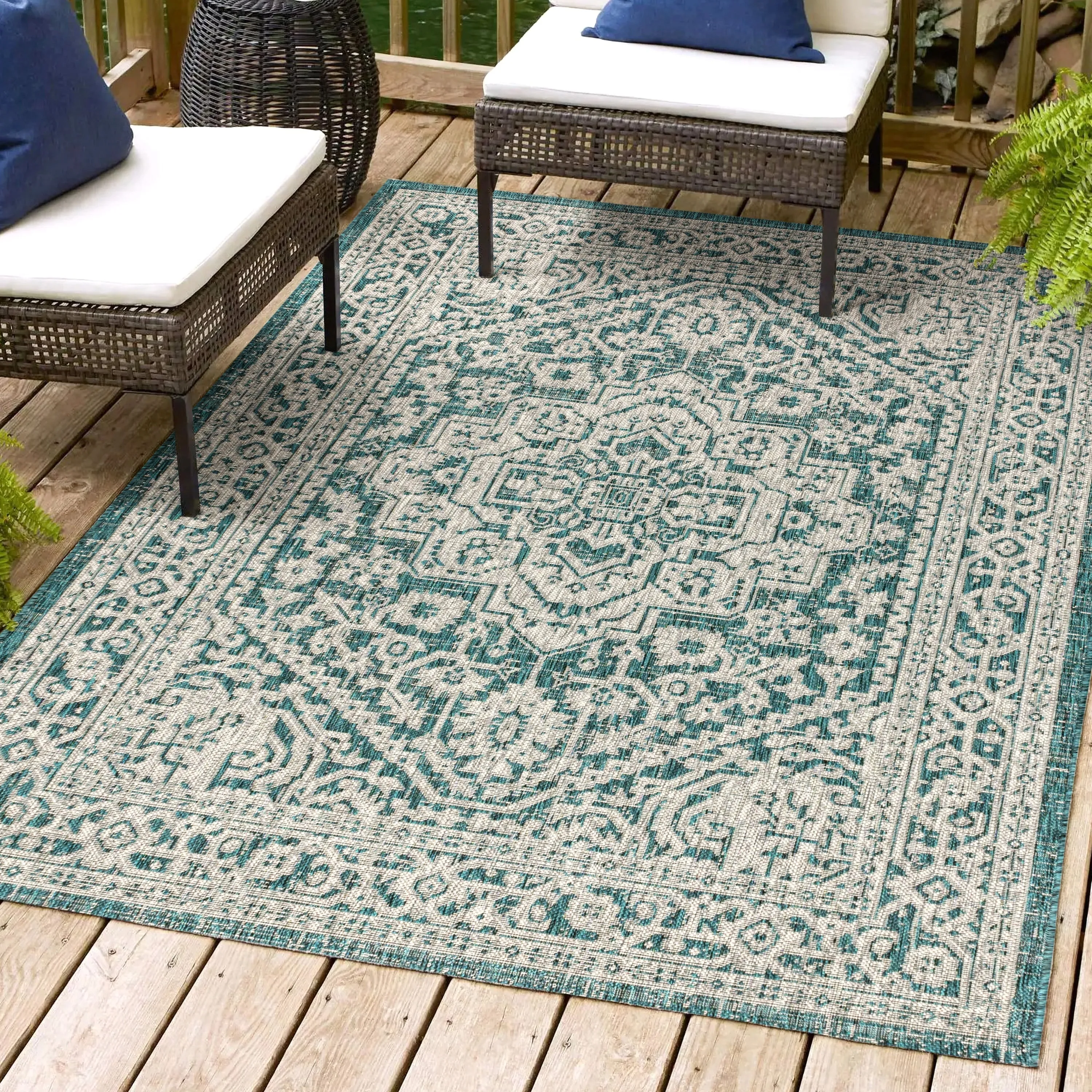 JONATHAN Y Rozetta Medallion Textured Weave Indoor/Outdoor Area Rug